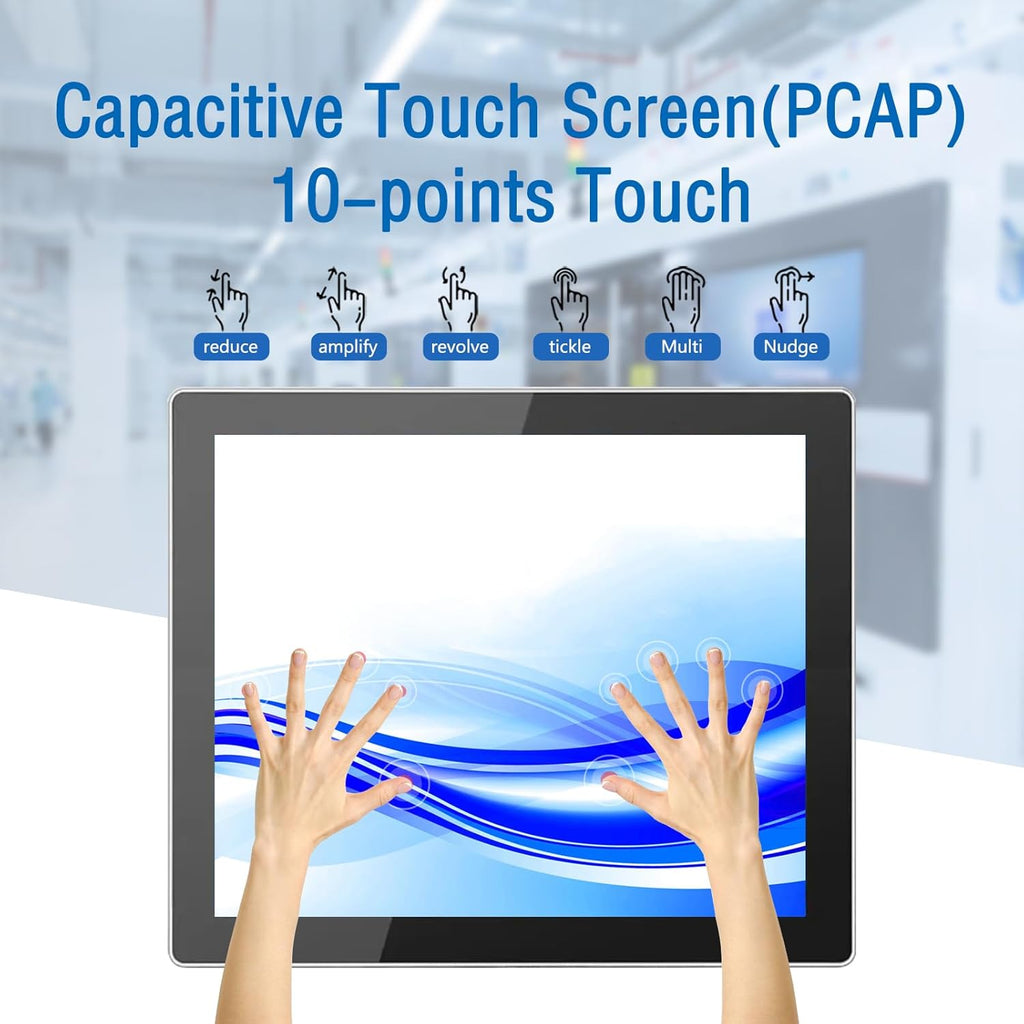 GreenTouch 15 Inch Industrial Display Pure Aluminum 10-Point Capacitive Touch Screen Monitor - HDMI/VGA/DVI Interface - 1024x768