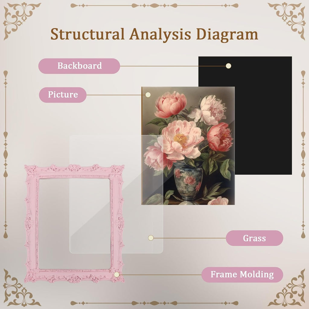 8x10 Picture Frames with Embossed Vines Design and Glass Front Hand-Crafted Resin Photo Frame with Easel & Hook for Tabletop & Wall Hanging Ornate Baroque Vintage Home Room Decor (Pink)