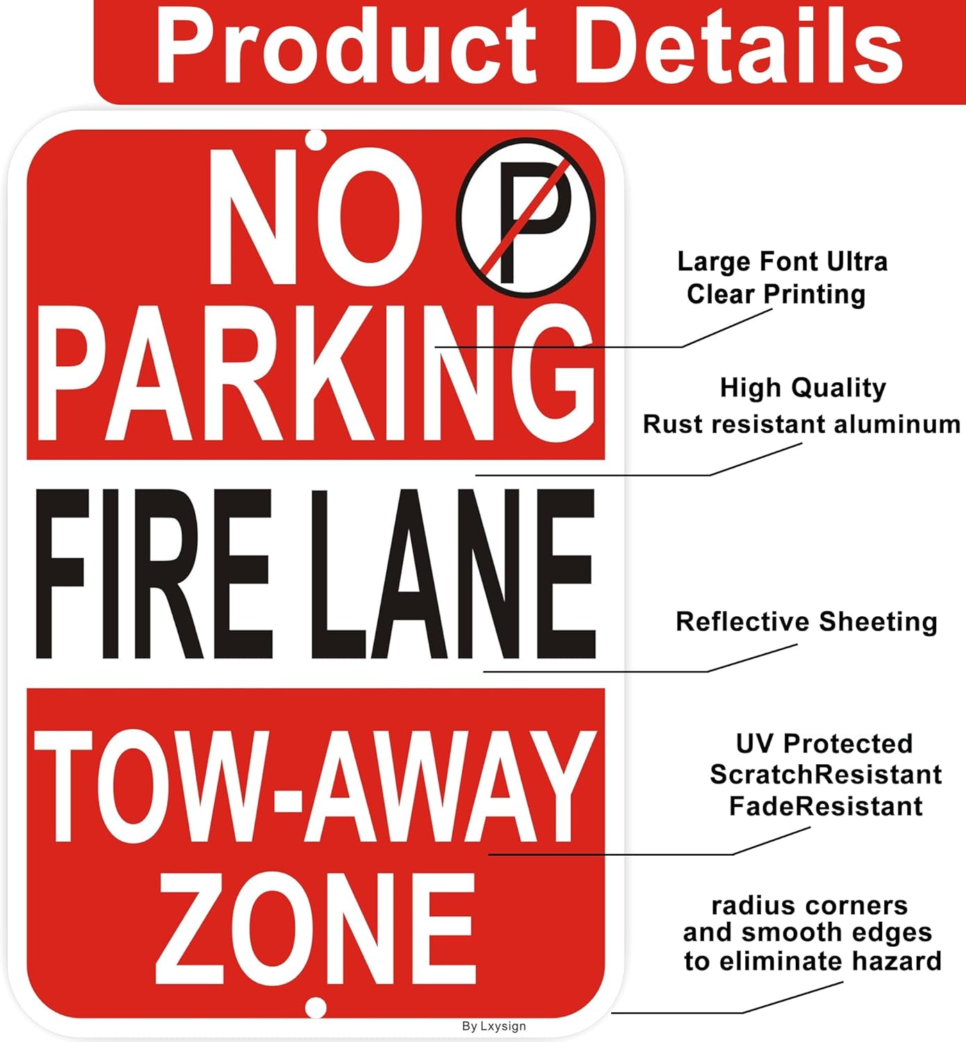 2 Pack No Parking - Fire Lane Sign | 12 x 18 Inches Reflective Sheeting Rust Free Aluminum, UV Protected, Weather/Fade Resistant, Indoor/Outdoors Use