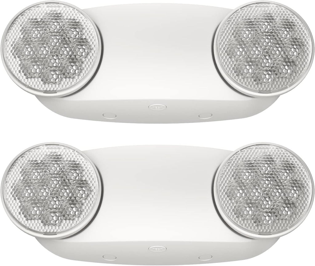 2 Pack Emergency Light, Wall Mount, UL 924 Certified, Battery Backup, 2 Bug Eye Heads, Commercial Lighting Fixtures