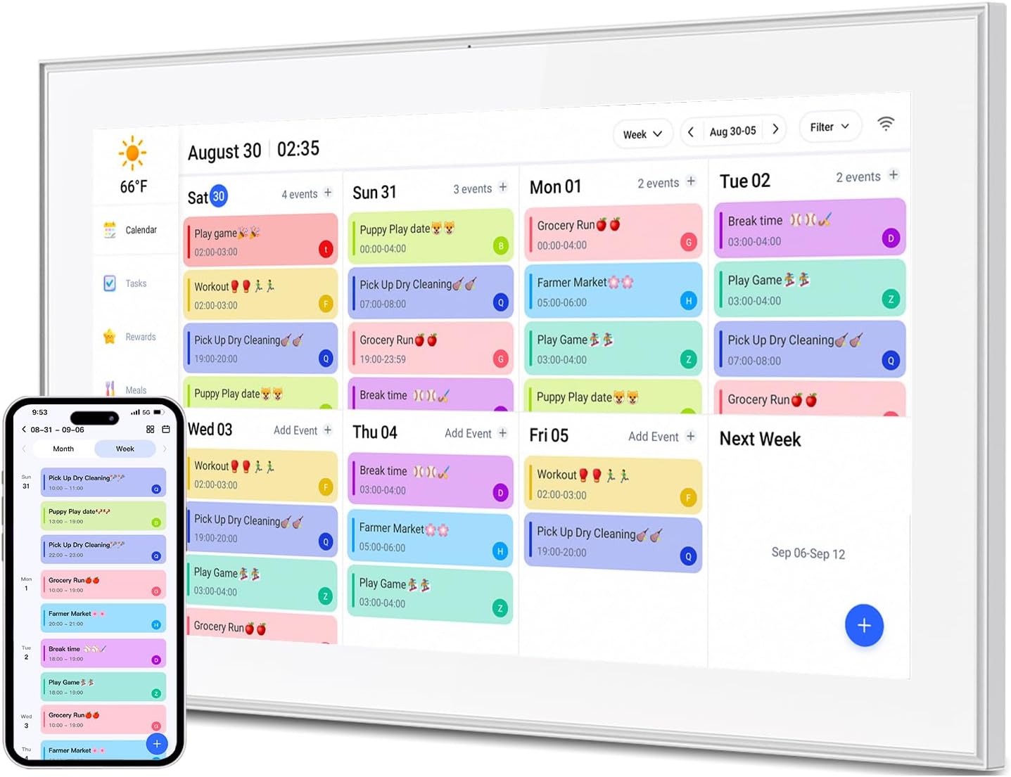 15.6 inch Digital Calendar & Chore Chart,Smart Touchscreen Interactive Display for Family Schedules, Wall & Desk Mountable, Digital Photo Frame Functon, Great for Organizing Your 2025 Calendar