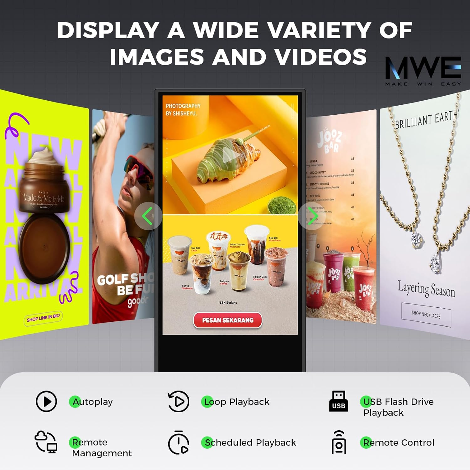 JIYANG 49 Inch Digital Signage Display,Indoor Floor Standing Touchscreen Advertising Display Kiosk Android System,Commercial LCD Totem Support HDMI-in,Store Displays Screens and CMS System(Black)