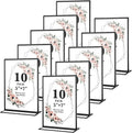 10 Pack 5x7 Acrylic Sign Holders, Double Sided Vertical Stand Clear Picture Frames, Wedding Table Numbers Frames for Party, Restaurant Signs and Office Photos, Black