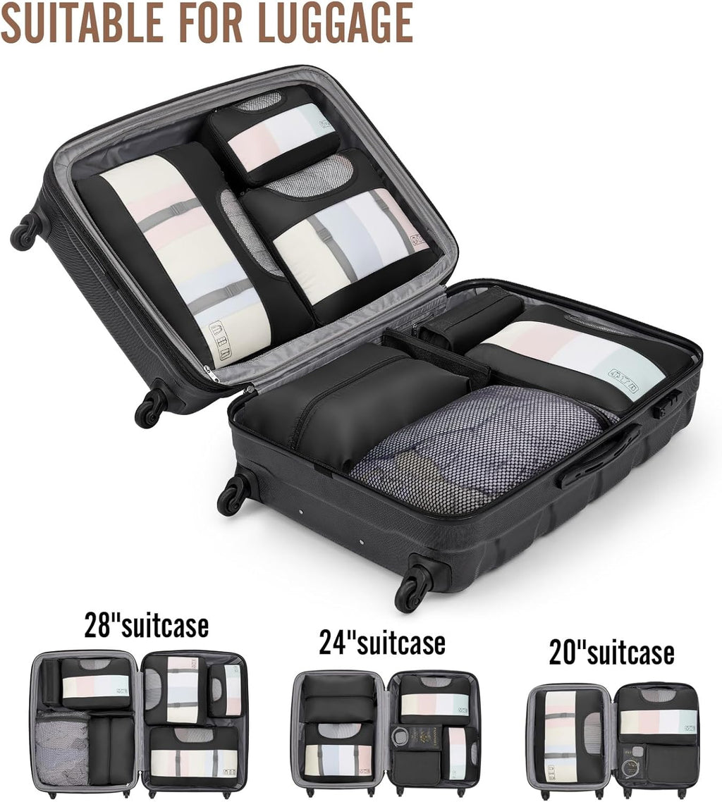 Veken 10 Set Packing Cubes for Travel Essentials, Suitcase Organizer Bags in 4 Sizes, Carry-On Luggage Accessories with Laundry & Toiletry Bag, Airplane Must-Have, Road Trip & Camping, Gifts for Men