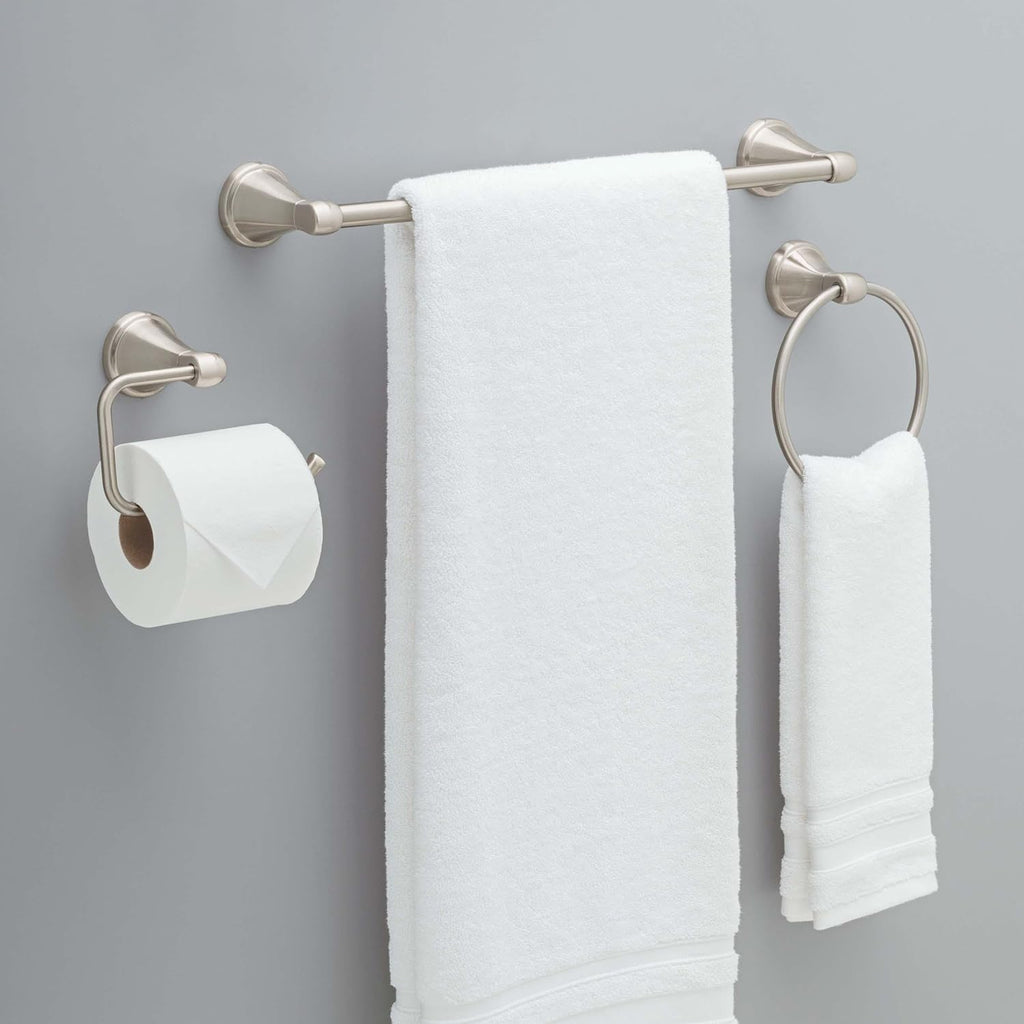 Delta Faucet Becker 3-Piece Bathroom Set, SpotShield Brushed Nickel, 18"/24" Towel Rack, Toilet Paper Holder, Ring BCK63-DN
