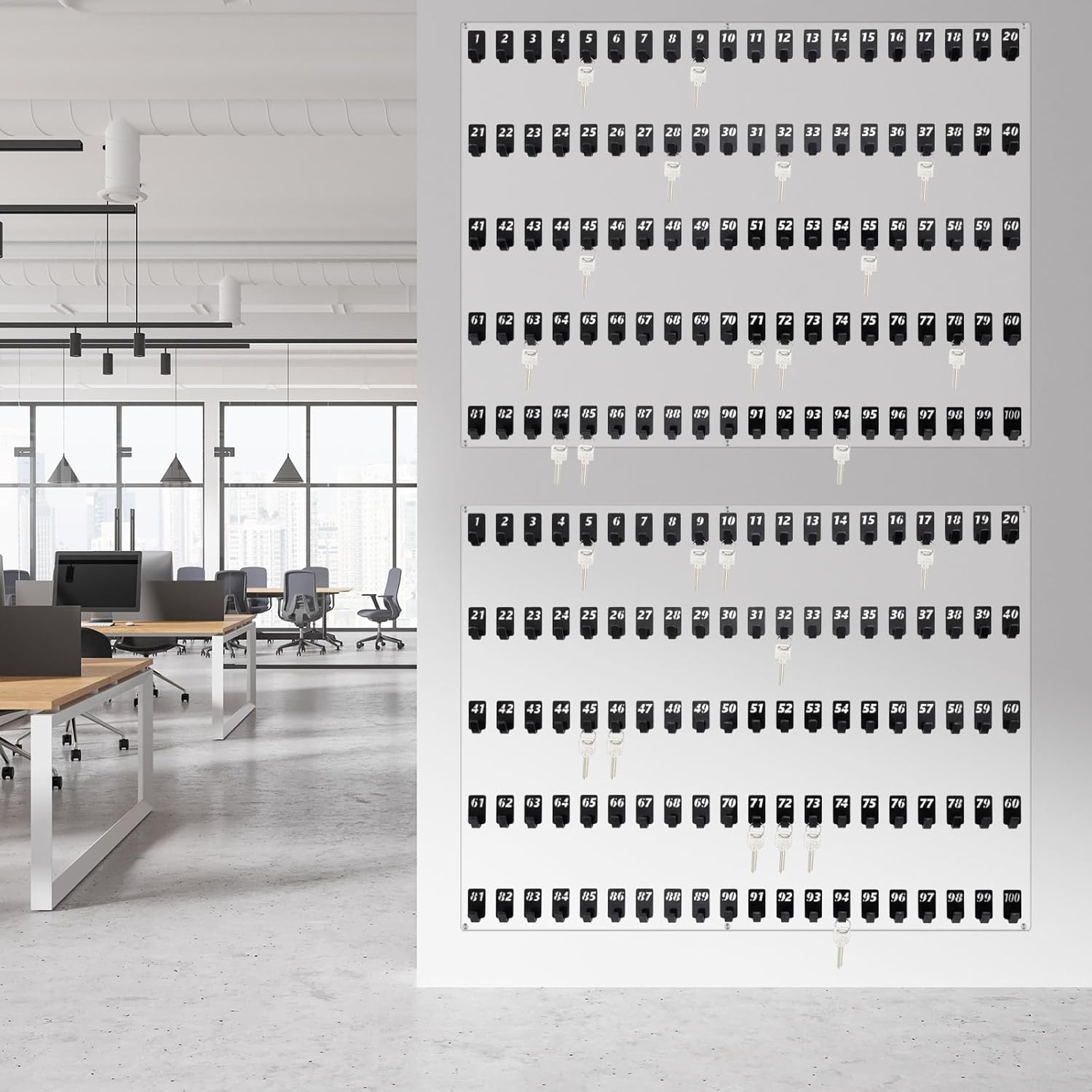 Acrylic Key Board with 100 No. Hooks Wall Mount Key Rack Holder Hanger Storage Collection for School, Garage, Car Dealer, Office, Hotel, Real Estate(Transparent)