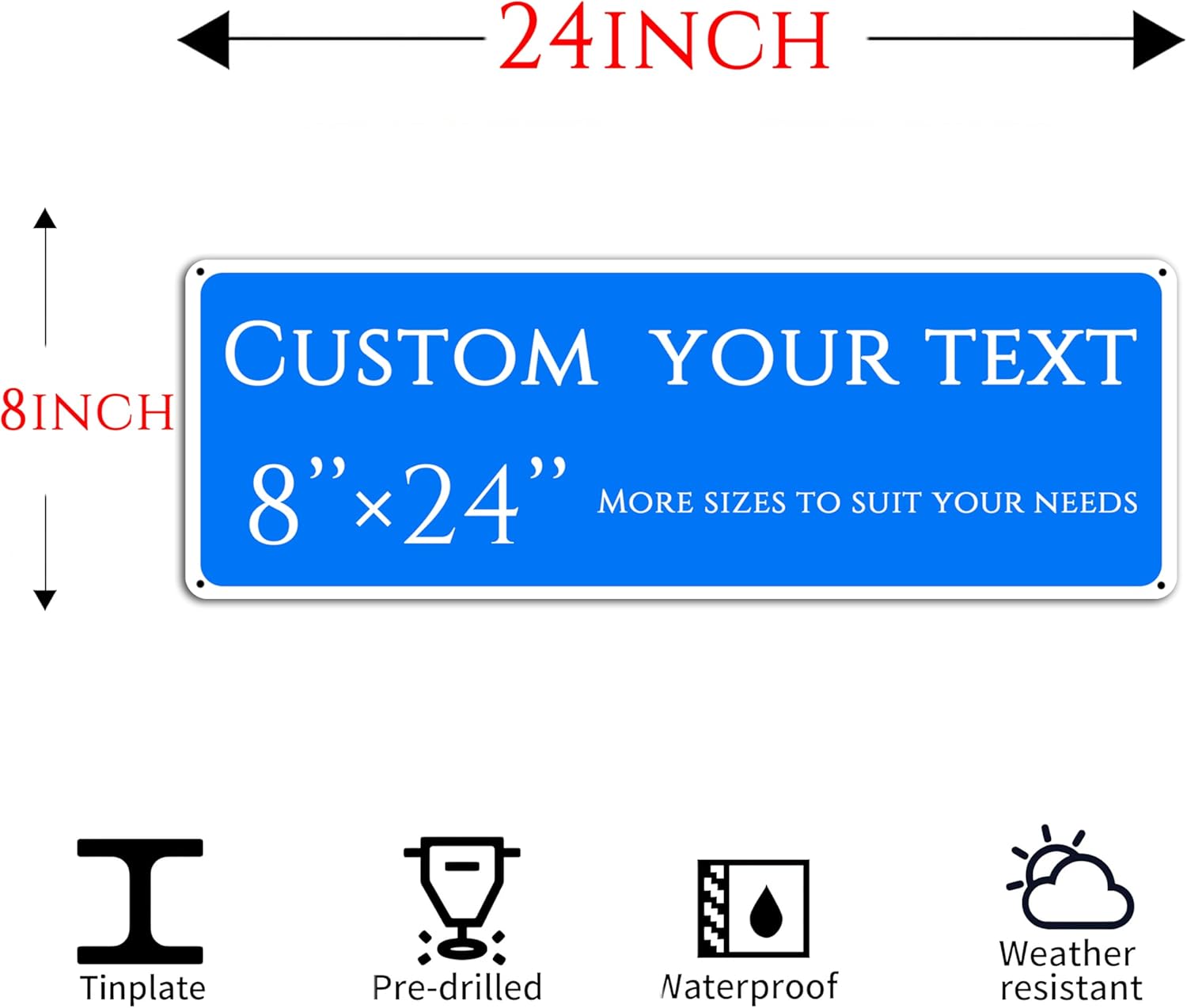 Custom Sign, Custom Indoor/Outdoor Decorative Sign，Aluminum Weatherproof Metal Sign Multiple Sizes, Customize for Factory, Business, Workplace, office, Home, Delivery Signs(8 * 24 Inch)