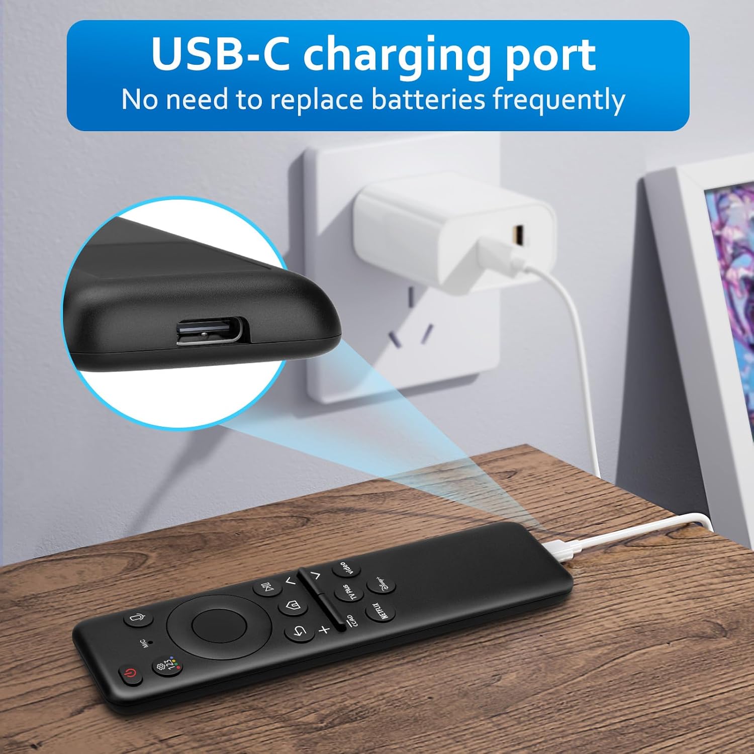 Rechargeable Voice Remote for Samsung-TV-Remote-Control-Replacement Compatible with Samsung Smart Frame Curved QLED TVs