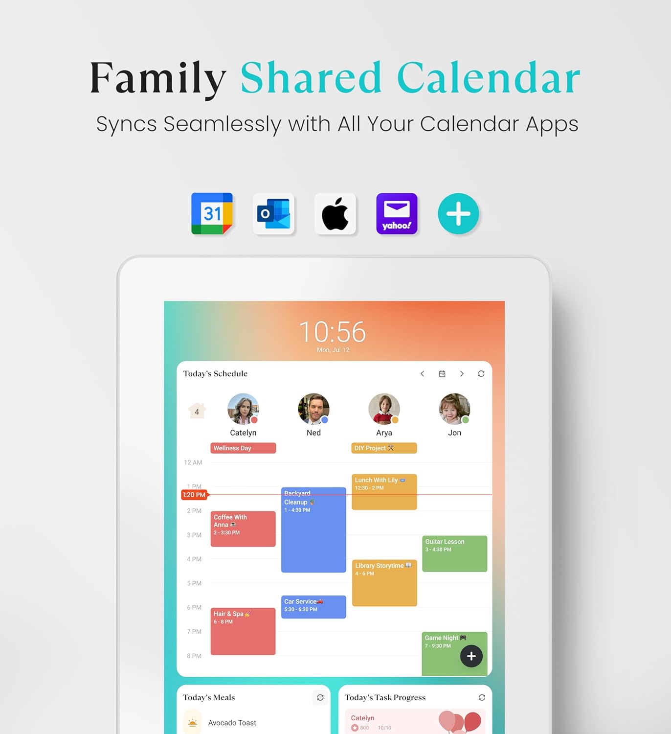 Cozyla Mate Digital Calendar+ 2: 15.6 Inch Wall Touch Screen Chore Chart Customizable Dashboard Smart Electronic Calendar for Family Schedules Meal Planner Support App Store with Stand White