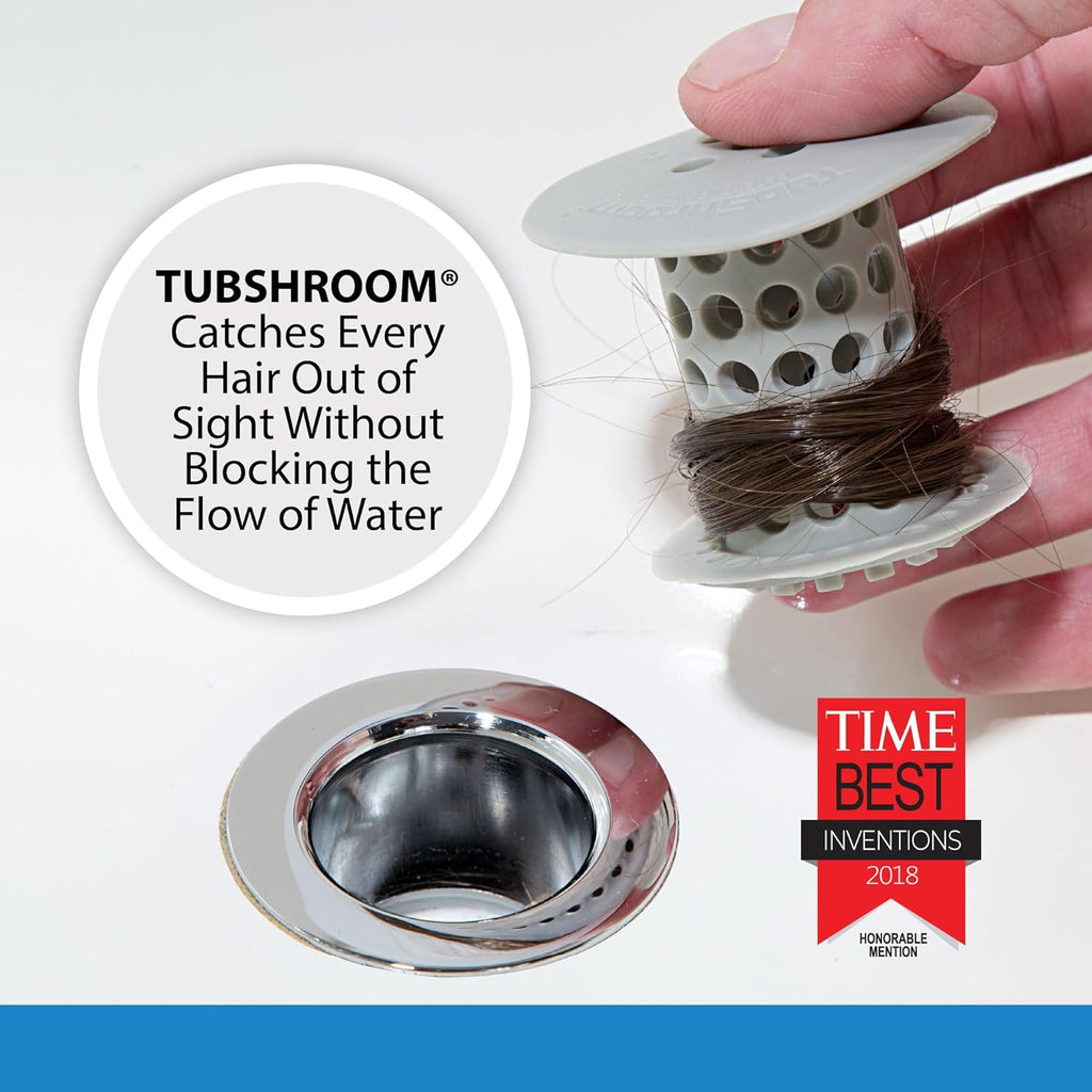 TubShroom the Revolutionary Tub Drain Protector Hair Catcher/Strainer/Snare, Gray (TSGRA454)