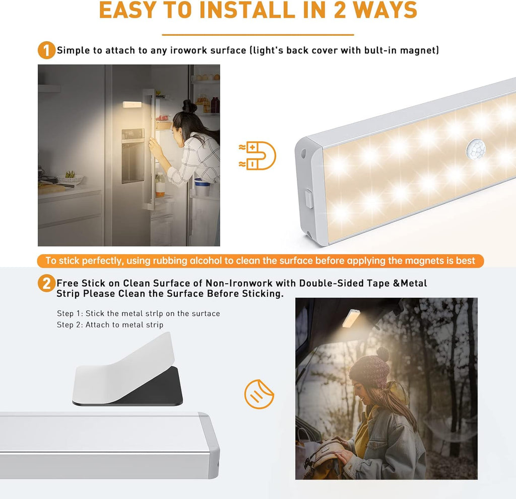LED Closet Light with Charging Station, 5 Pcs Dimmer Rechargeable Motion Sensor Under Cabinet Lighting, Stick-Anywhere Night Safe Light Bar for Wardrobe,Kitchen-Warm