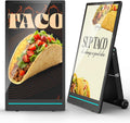 55-inch Rechargeable Portable FHD Outdoor Digital Signage Displays, IP65 Waterproof, Smart LCD Split Screen, Brightness Auto-Adjustment Movable Advertising Kiosk with Android OS