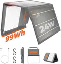 Lumopal Portable Solar Charger 99.9 Wh Battery Bank Equipped with 24W Foldable Solar Panels and 600 Lumen Adjustable LED Camping Light, 65W PD USB-C, 22W QC3.0 USB A Output for Outdoor