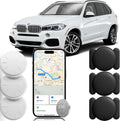 Car GPS Tracking for Vehicles, 3PCS Real Time GPS Tracker Device for Car Work with Find My (iOS Only),Hidden Mini GPS Tracker,No Monthly Fee (White Tracker, Black Magnetic Case)