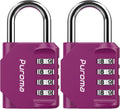 Puroma 2 Pack Combination Lock for Locker 4 Digit Outdoor Waterproof Padlock for School, Gym, Sports, Fence, Toolbox, Gate, Case, Outdoor, Hasp Storage, Cabinets (Red-Violet)