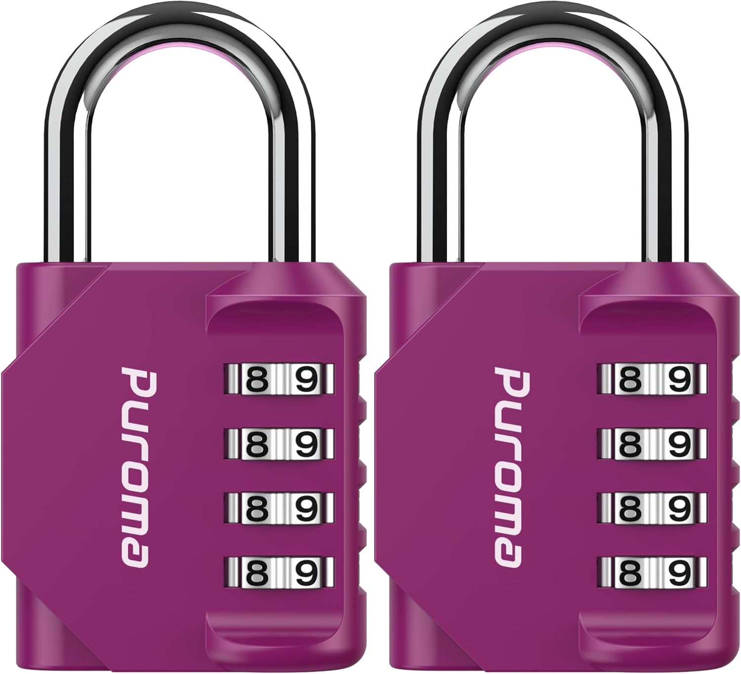 Puroma 2 Pack Combination Lock for Locker 4 Digit Outdoor Waterproof Padlock for School, Gym, Sports, Fence, Toolbox, Gate, Case, Outdoor, Hasp Storage, Cabinets (Red-Violet)