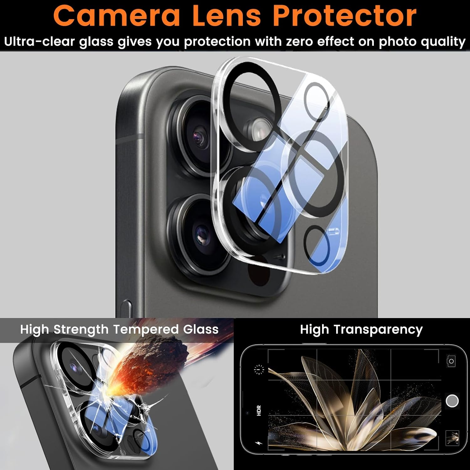 4+4 Pack Privacy Screen Protector for iPhone 16 Pro Max 6.9-Inch with 4 Pack Camera Lens Protector, Anti Spy Tempered Glass Film 9H Hardness Case Friendly