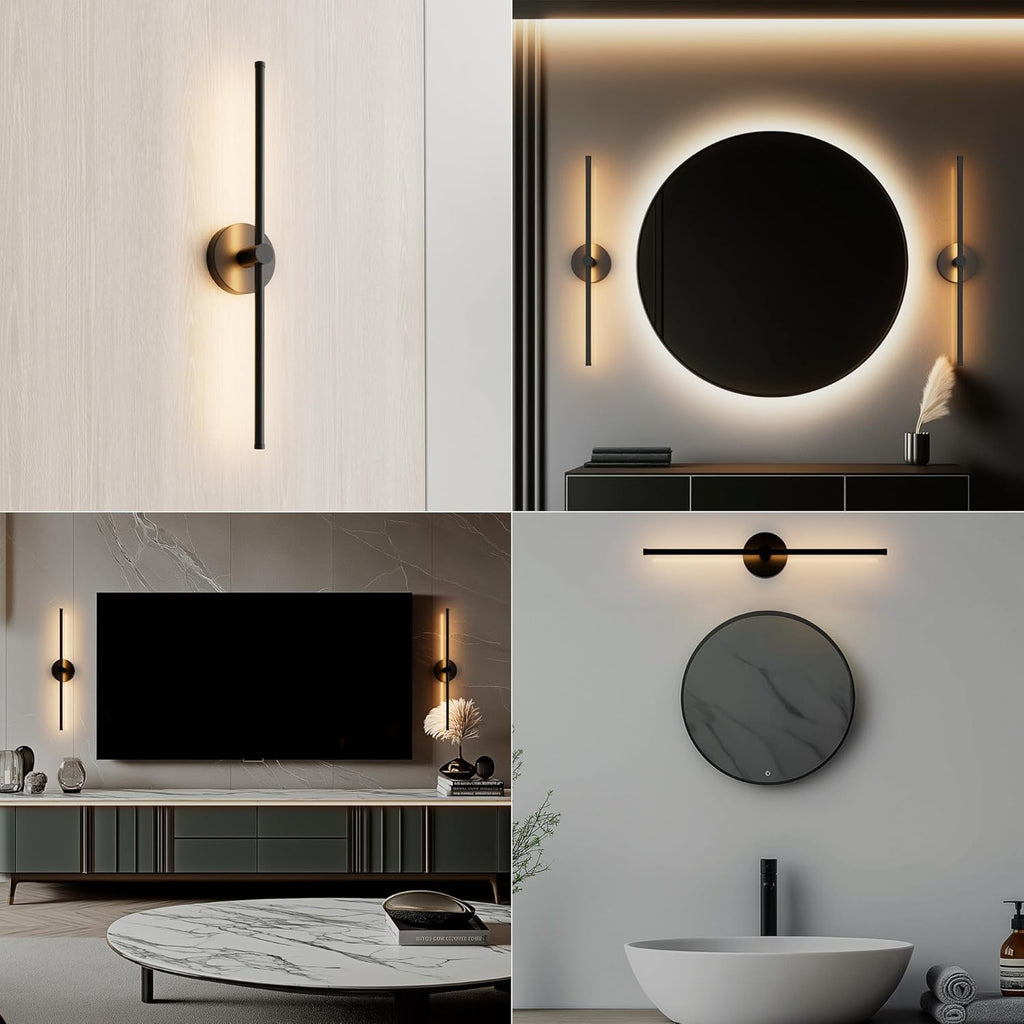 ZAGO Battery Operated Wall Sconce: 24-inch Wireless LED Wall Sconces Set of Two with Remote Control, Dimmable Modern Linear Light for Living Room, Bedroom, Hallway Indoor Lighting Decoration