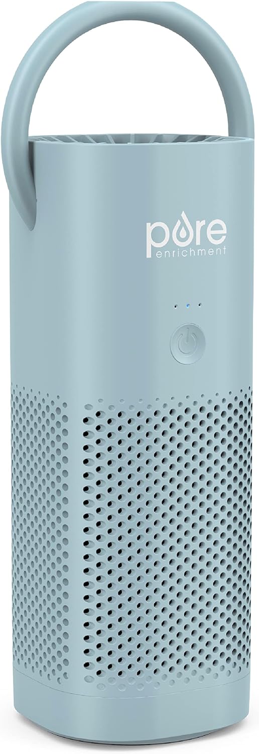 Pure Enrichment® PureZone™ Mini Portable Air Purifier - Cordless True HEPA Filter Cleans Air & Eliminates 99.97% of Dust, Odors, & Allergens Close to You - Cars, School, & Office (Starlight Blue)