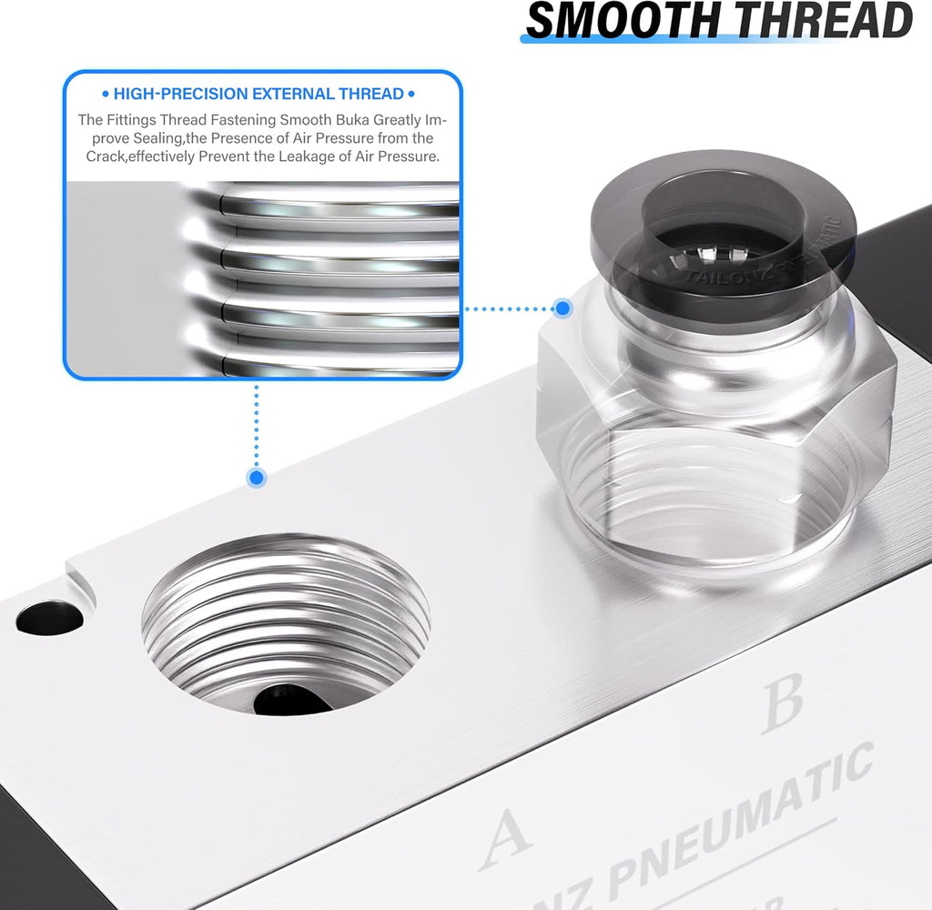 TAILONZ PNEUMATIC 3/8"NPT 110V Solenoid Valve 4V310-10 12V/24V/110V/220V Single Coil Pilot-Operated Electric 2 Position 5 Way Connection Type（Outlet wire）