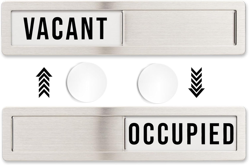 Stainless Steel Vacant/Occupied Privacy Sign for In Out Office Room Use, Vacant and Occupied Bathroom or Business Indicator Signs - All Metal Professional Design