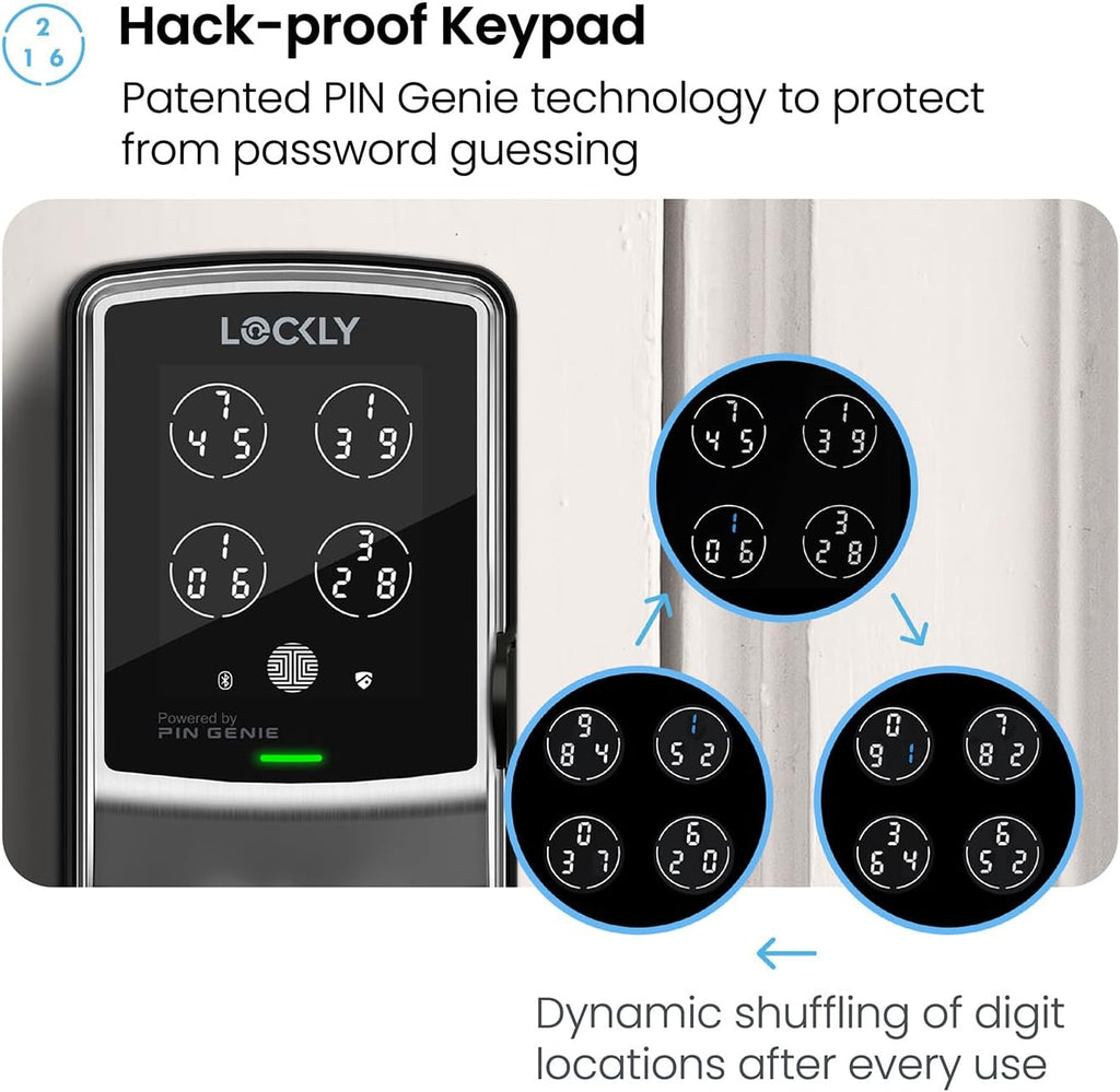 Lockly Secure Plus, Keyless Entry Door Lock, Smart Locks for Front Door, Smart Lock Deadbolt, PIN Genie® Keypad, 3D Biometric Fingerprint Sensor, Auto Lock Smart Door Lock