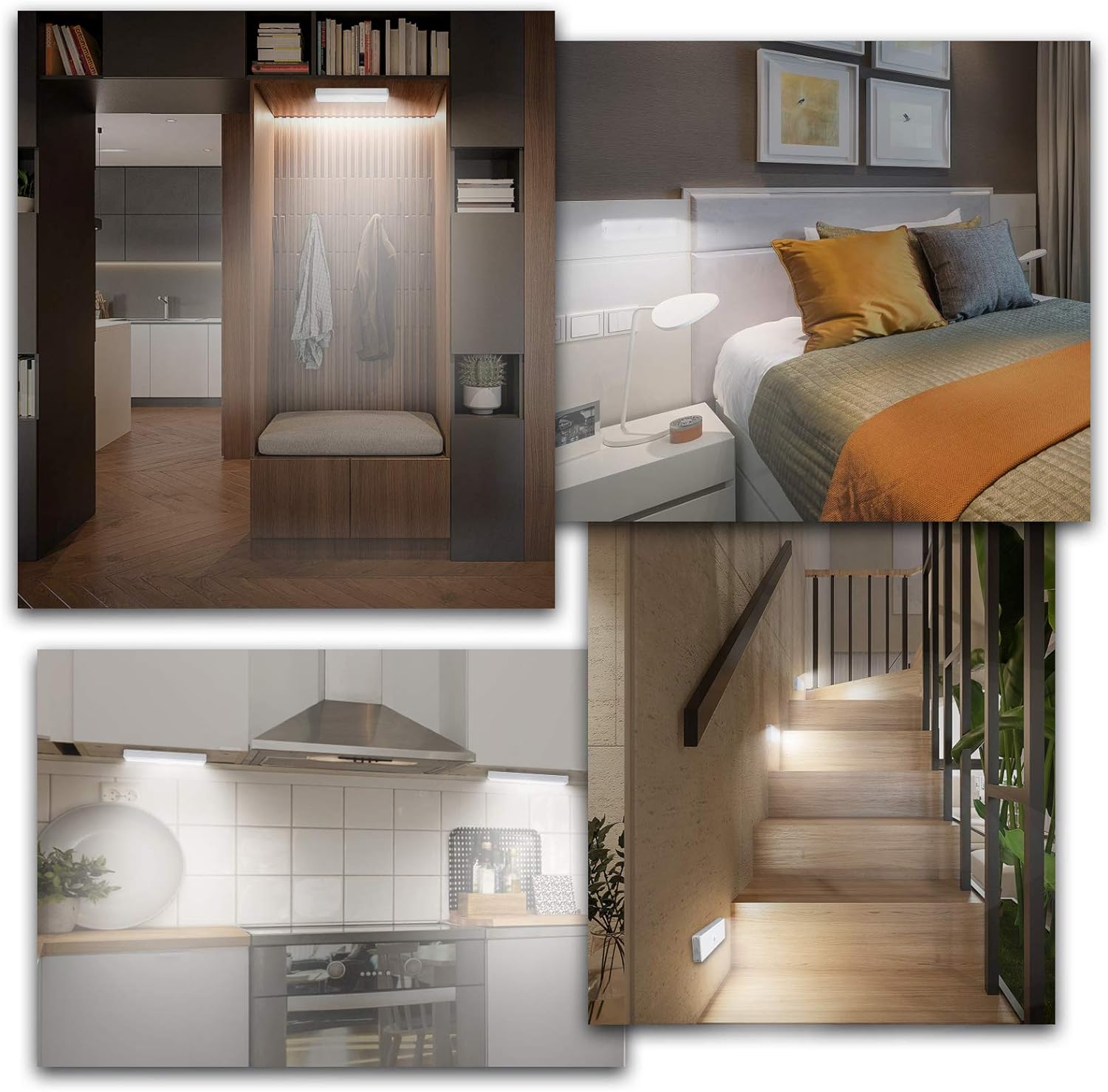 LED Closet Light with Charging Station, 5 Pcs Dimmer Rechargeable Motion Sensor Under Cabinet Lighting, Stick-Anywhere Night Safe Light Bar for Wardrobe,Kitchen