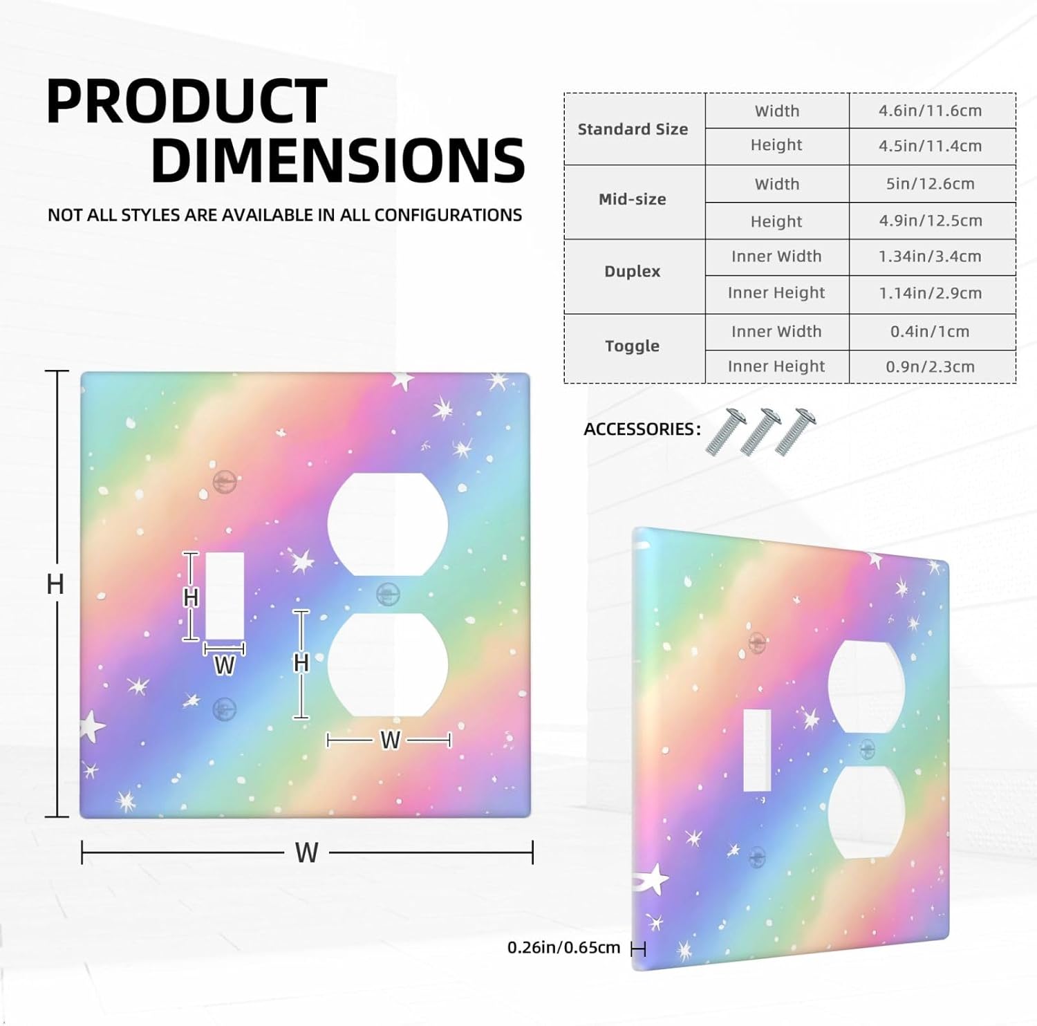 Decorative Outlet Covers Pink Blue Purple Iridescent Rainbow 2 Gang Light Switch Cover Plate Single Toggle Duplex Wall Plates for Electrical Outlets Switch Plate Covers for Bedroom Decor