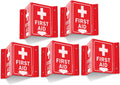 Faittoo First Aid Sign, 5 Pack First Aid with Cross Symbol - 6 x 8 Inches V-Shaped Acrylic Plastic, 4 Pre-Drilled Holes, Includes Matching Screws, Use for Home Office/Business