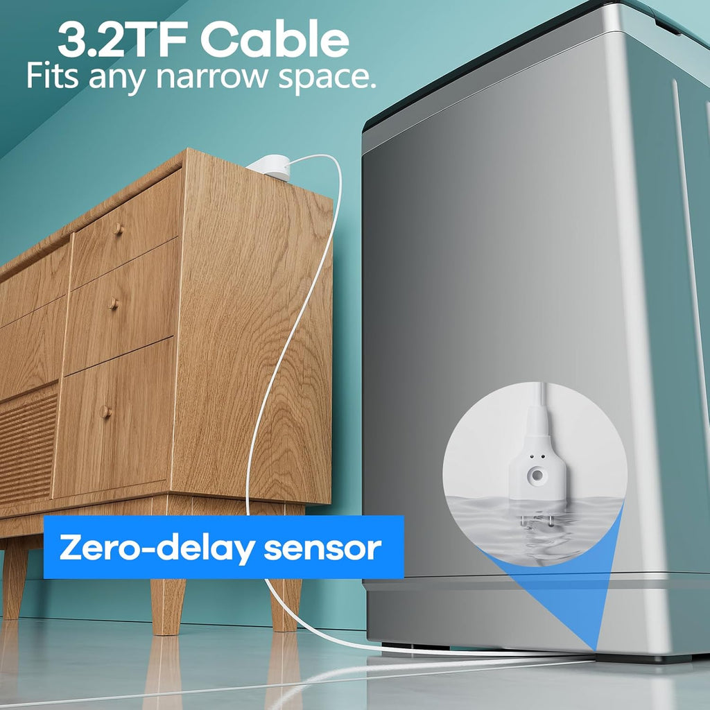 WiFi Water Leak Detector 4 Pack - Smart Water Leak Sensors with Tuya App Alerts, 130dB Loud Siren, 39" Extended Probe, Battery Powered, No Hub Required for Kitchen Bathroom Basement Laundry Room