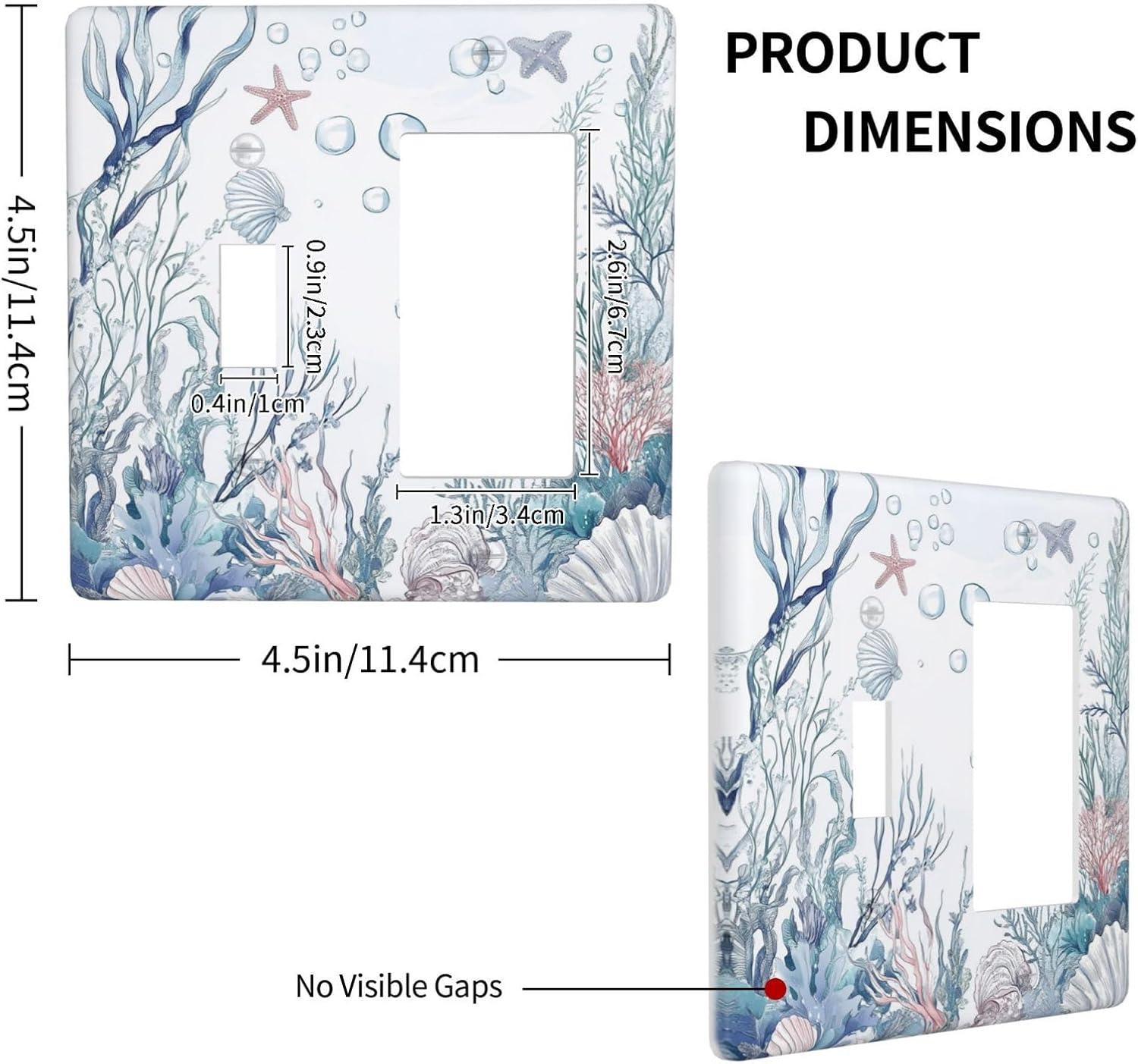 Outlet Covers Ocean Coral Seahorse Seashell Starfish 1 Toggle 1 Rocker Combination Decorative Wall Plate Electrical Switch Plates Light Switch Cover Plate For Bathroom Home Decor