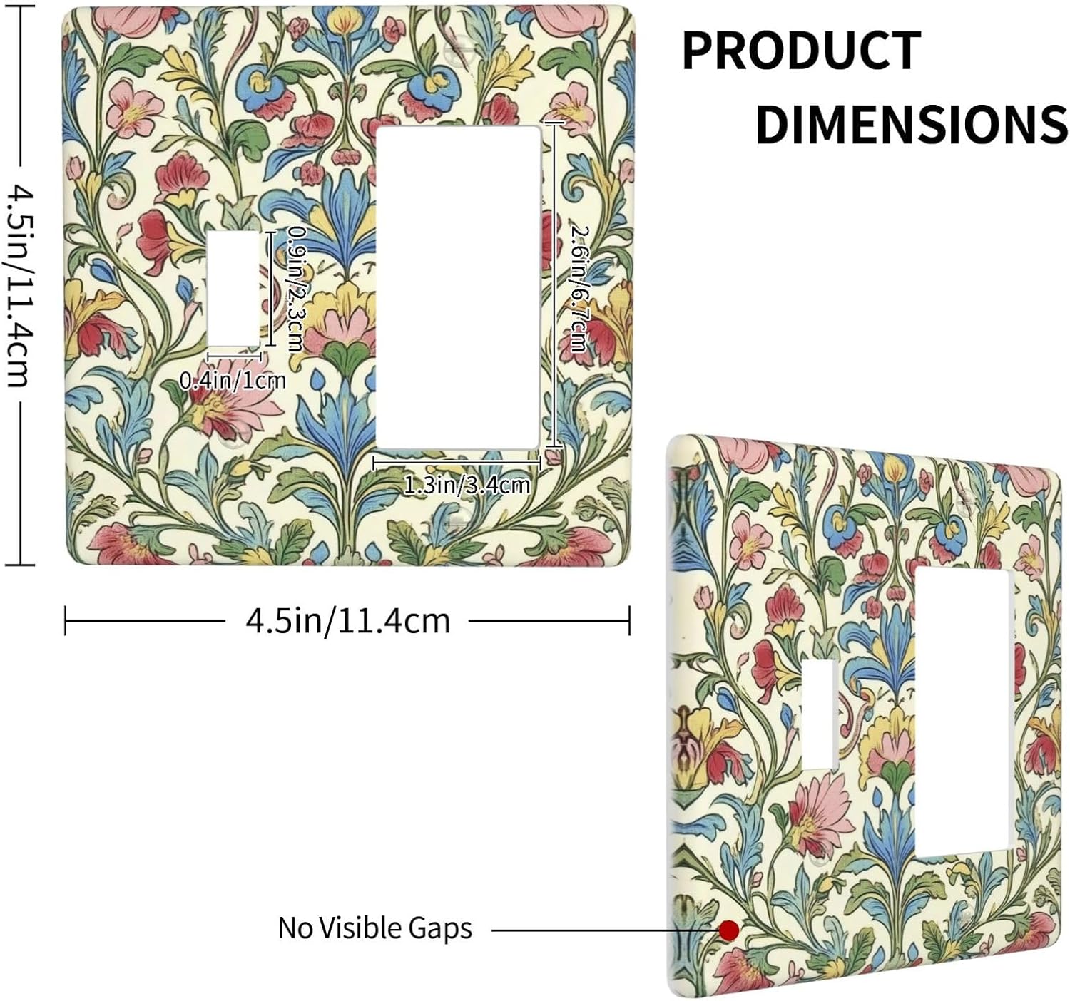 Outlet Covers Boho Red Floral Morris Plant Leaves 1 Toggle 1 Rocker Combination Decorative Wall Plate Electrical Switch Plates Light Switch Cover Plate For Farmhouse Cabin Decor