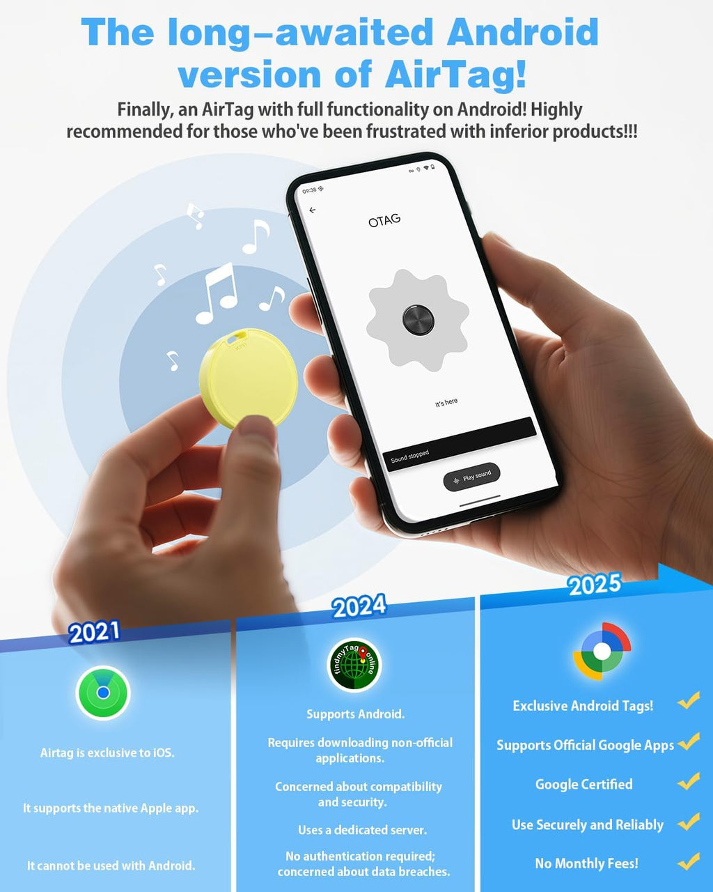 Air Tags for Android,Air Tags-4 Pack Android,Android Tracker Tags with 4 Case,2 Year Battery Life,Google Find Trackers for Google'S Find Hub App,IP65 Waterproof Luggage Tracker Android,4 Colour