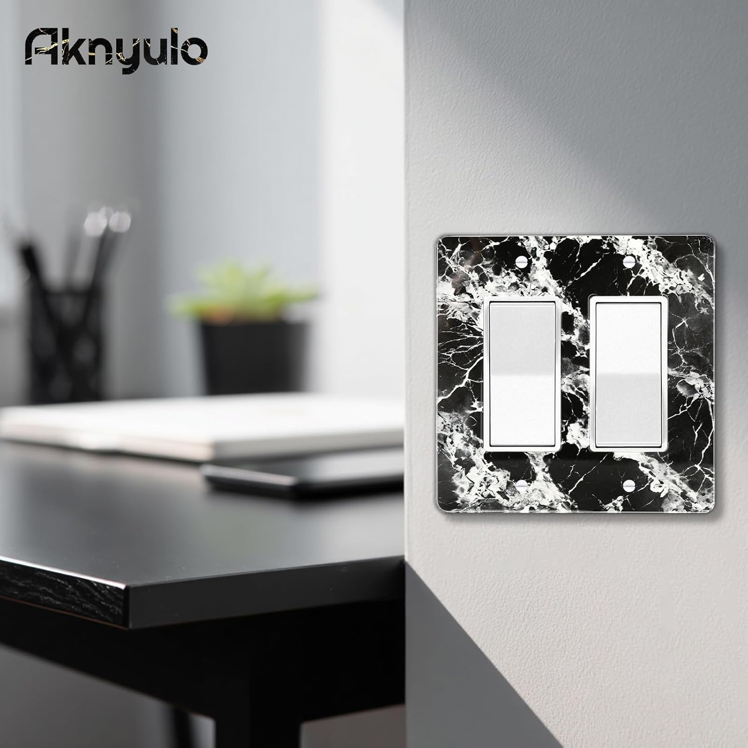 Black White Marble Pattern Acrylic Wall Plate Cover Switch Plate Covers Cover Light Switch Cover Switch Cover Decorative Electrical Outlet Cover Plates Outlet Covers Switch Cover 2 Gang
