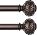 TONIAL 2 Pack Bronze Curtain Rod 32 to 86 Inches, 7/8 Adjustable Curtain Rods for Windows 20 to 82 Inches, Splicing Drapery Rods Heavy Duty with Netted Texture Finials