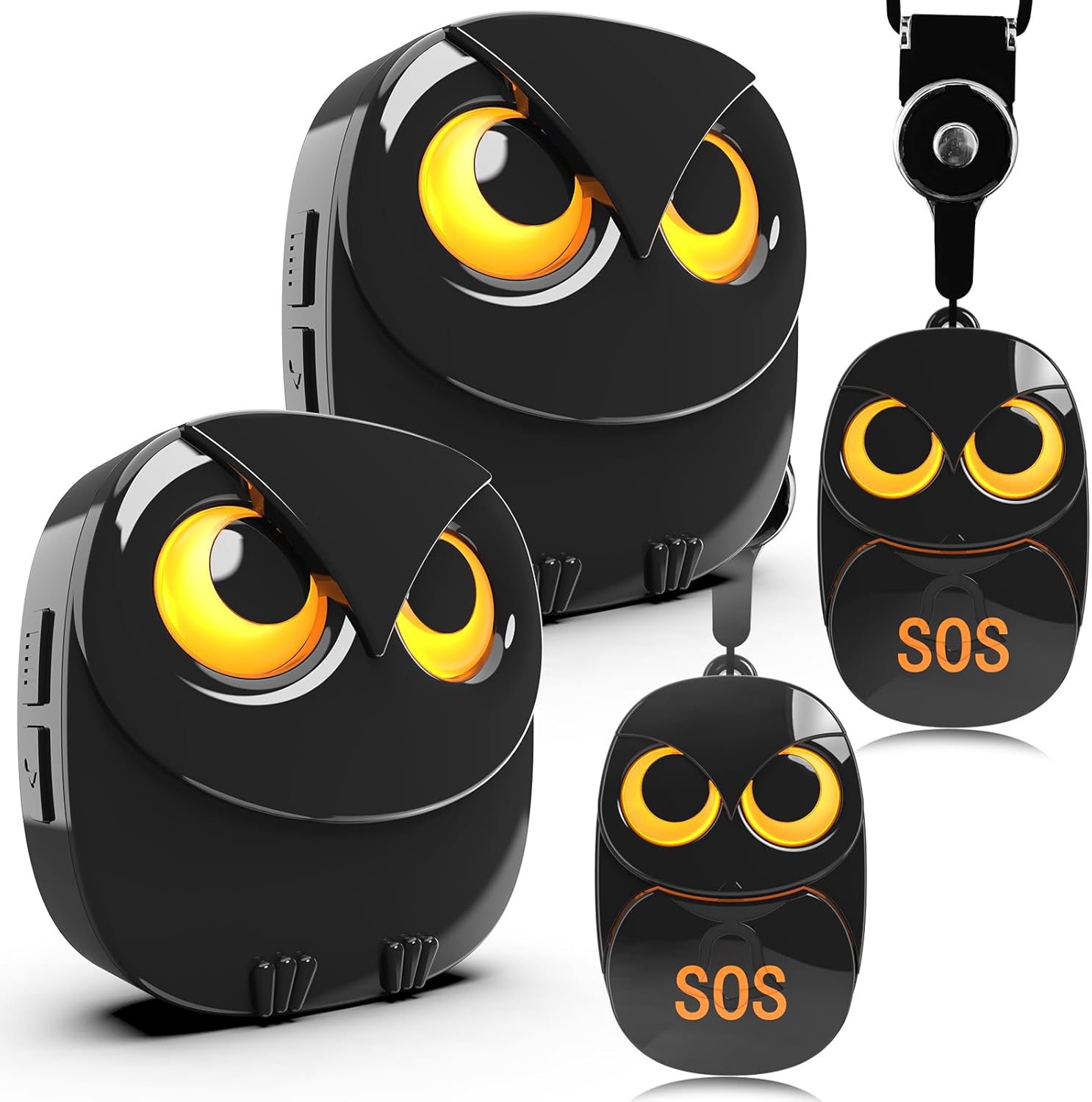 HTZSAFE Caregiver Pager Wireless Call Button 500+ Feet, SOS Alert Nurse Calling Elderly Fall Help System for Patient/Disabled Monitoring at Home, IP55 Waterproof, 2 Transmitters + 2 Receivers, Black