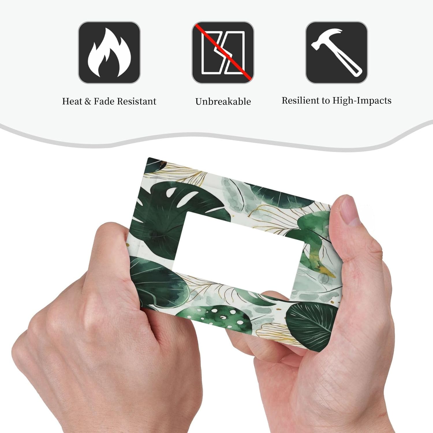 Boho Tropical Green Leaf Watercolor Banana Leaves Decorative Outlet Covers 1 Gang Single Rocker Light Switch Cover Plate Wall Plates Gfci Faceplate For Bed Room Living Room Decor