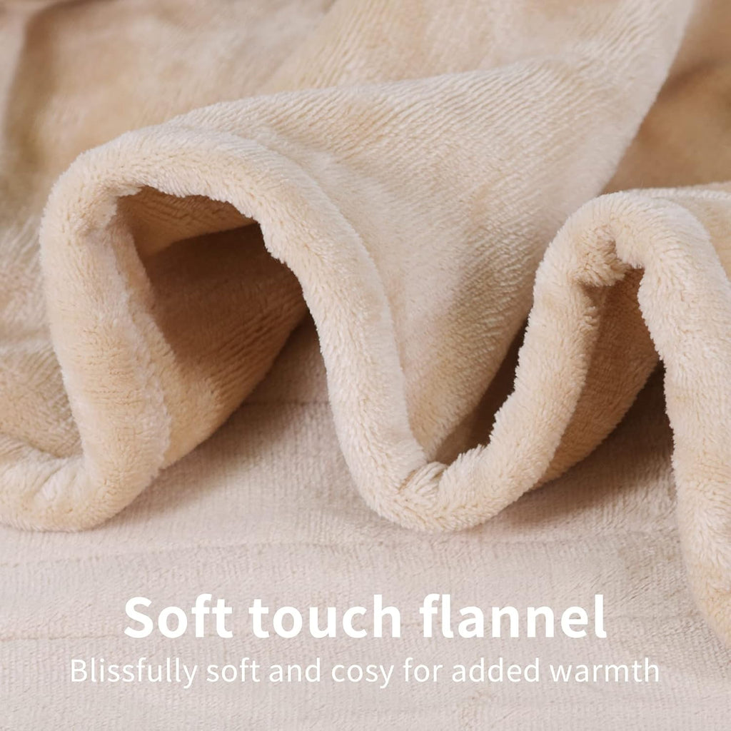 Vagueior Electric Heated Blanket Full Size 50'' x 60'',Extra-Warm Lightweight Cozy Luxury Electric Blanket Machine Washable with 3 Heating Levels Auto-Off Machine Washable,ETL Certification - Beige