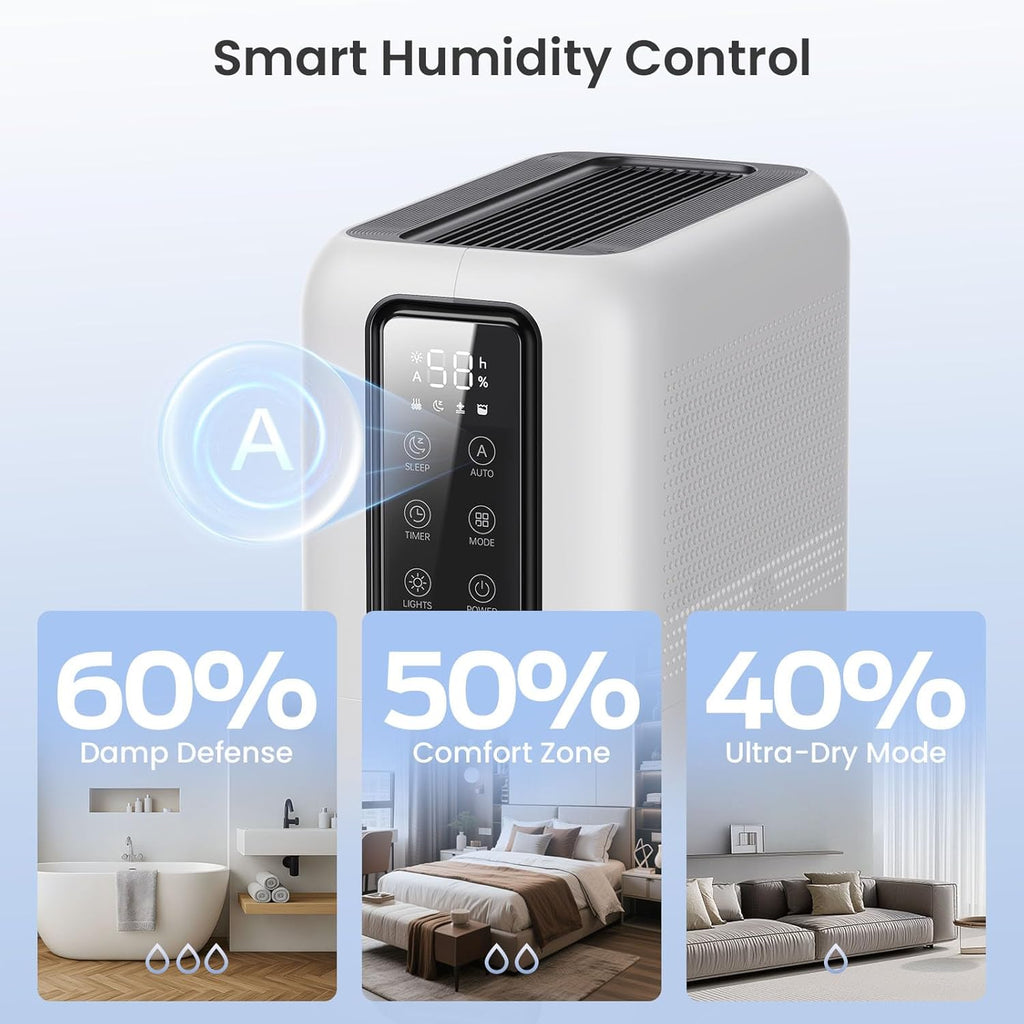 Dehumidifiers for Bathroom with Moisture Absorber Bag Reusable, 68 OZ Water Tank Portable Quiet Dehumidifier for Bedroom with Auto Shut Off, 7 Colors LED Light for Home, RV, Garage, apartment