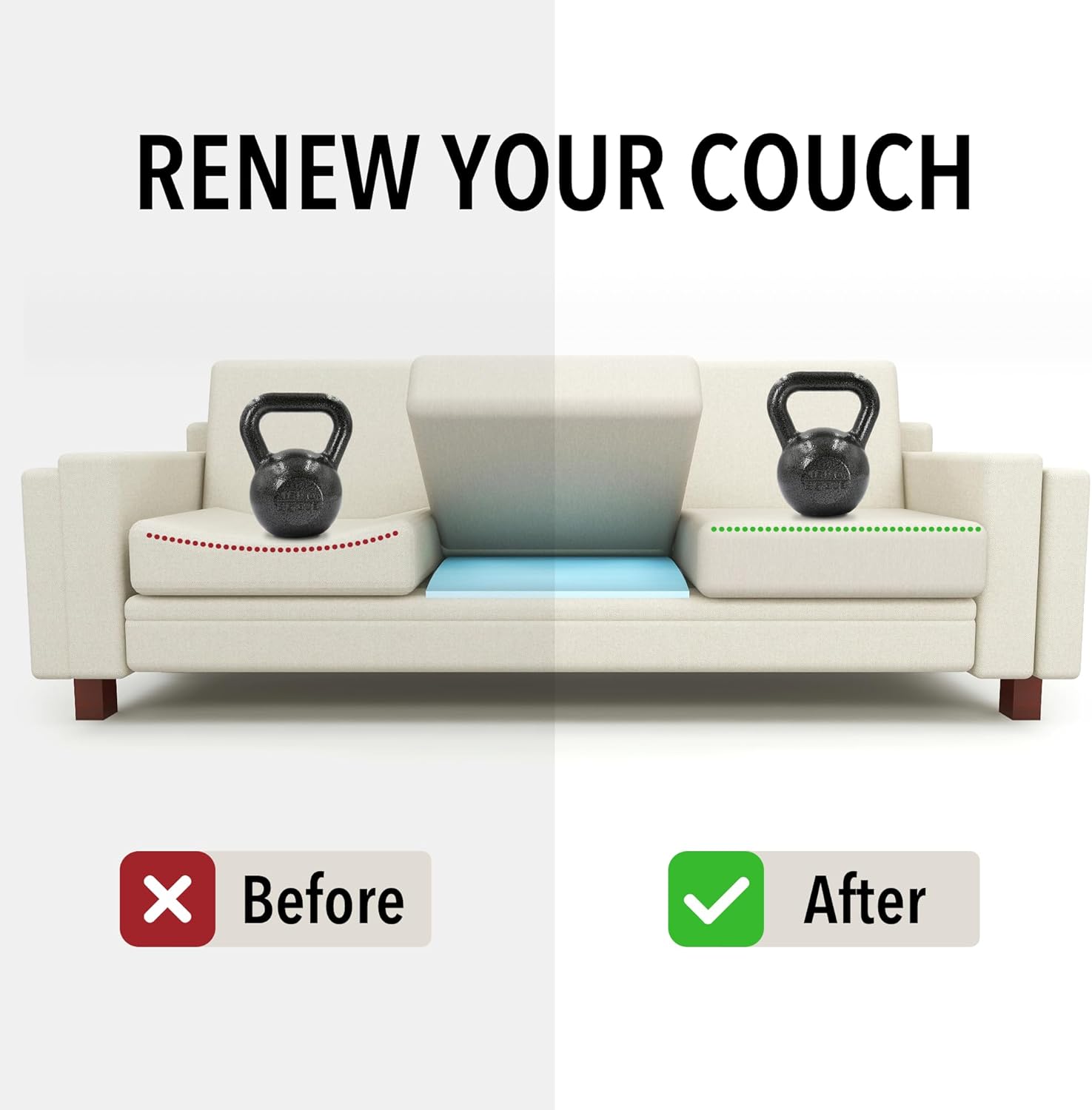 Tromlycs Sofa Couch Cushion Support for Sagging Cushions Seat Insert Under Boards Large Furniture Saver 2 Pack 24 x 24 in