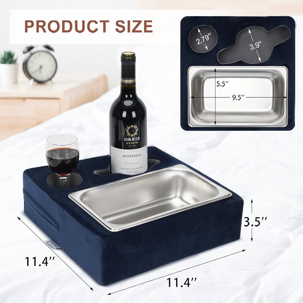 Couch Cup Holder, Couch Caddy, Couch Drink Holder, Bed Cup Tray, Sofa Cup Holder Remotes Holder for Cups, Headphones, Snacks and Phones, Use it on Car, Pack, Beach, RV, and More (Navy)