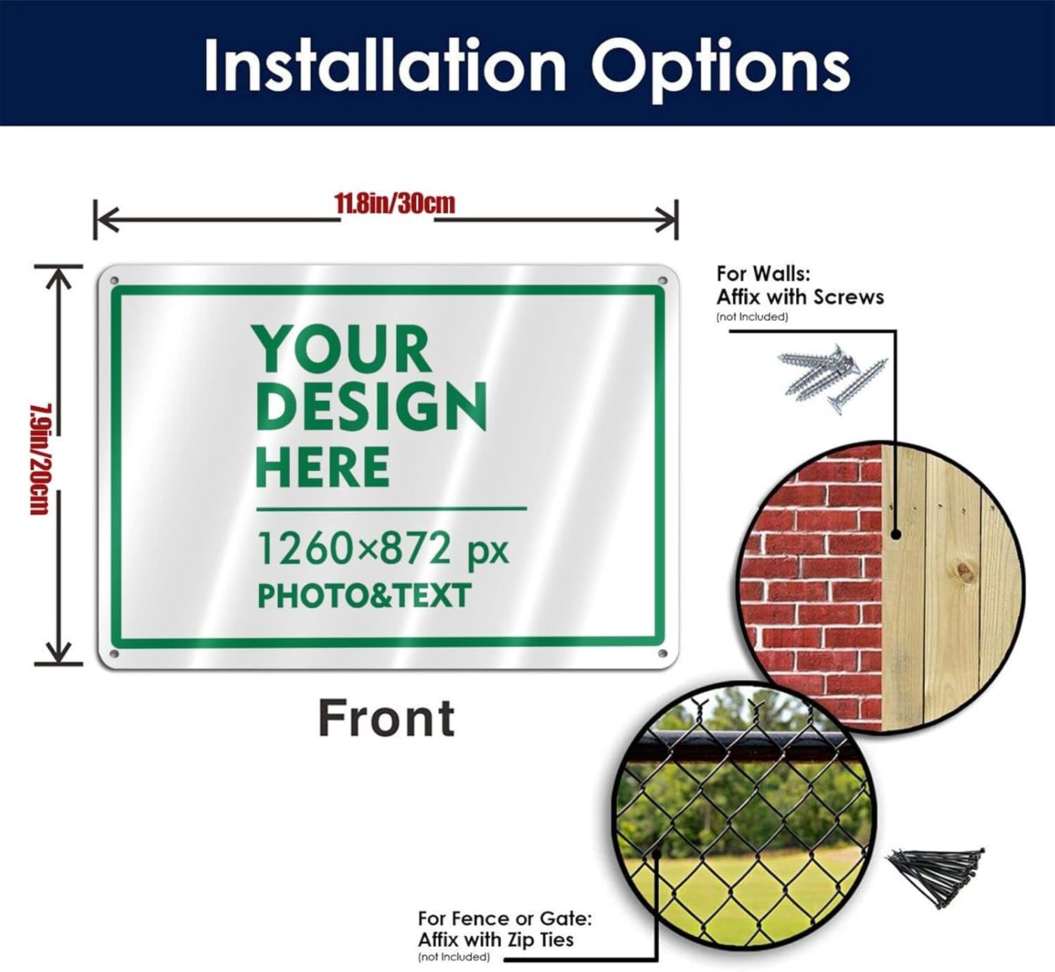 Custom Signs Outdoor Metal Sign - 12 x 8 Customized Personalized Aluminum Signs for Office, Home, Business, Decor, Custom Road Signs, Rust-Proof Sign (Green Text Box)