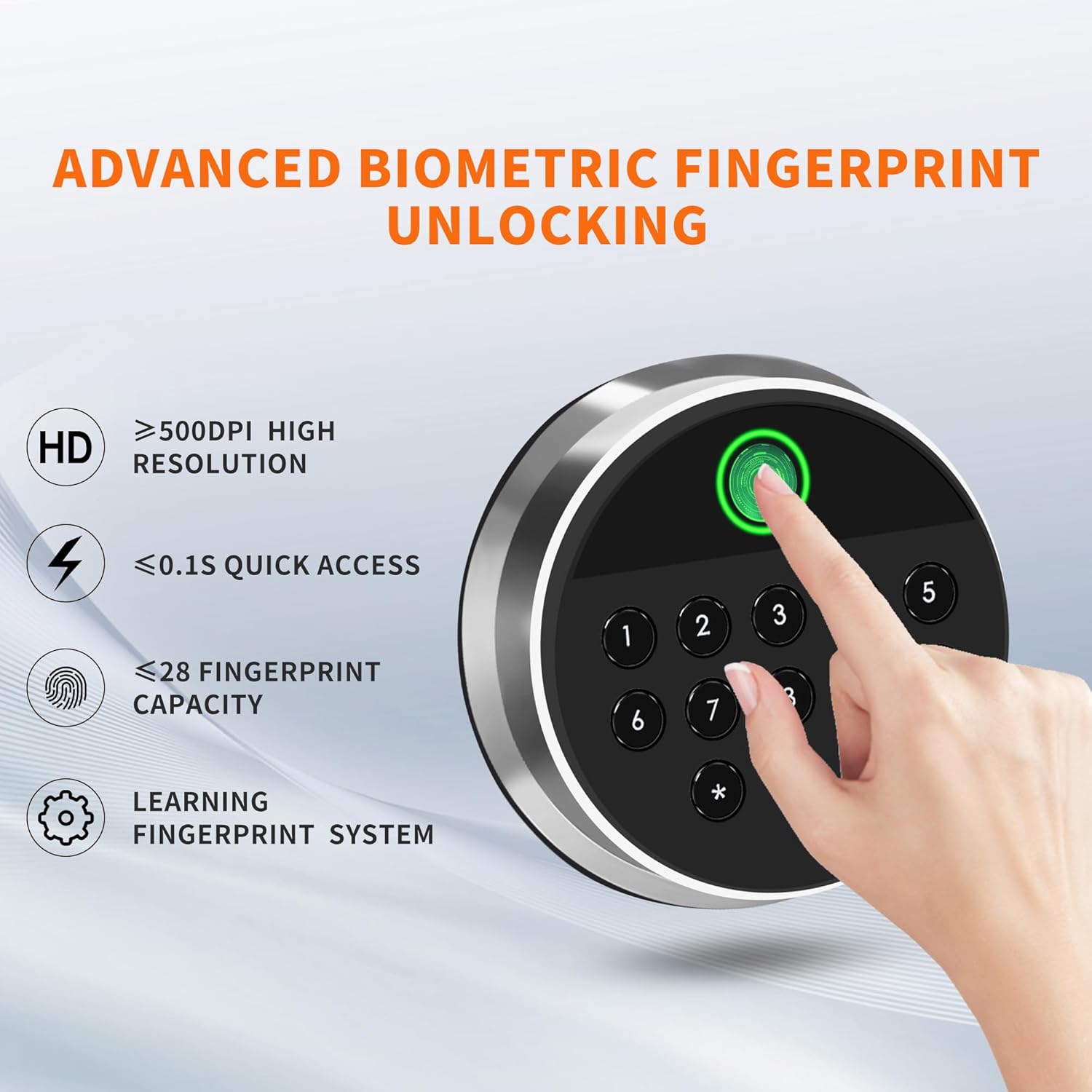 HSGCJS Biometric Fingerprint Safe Box with Digital Keypad, Security Safe for Home, Office and Hotel - 1.2 Cubic Feet