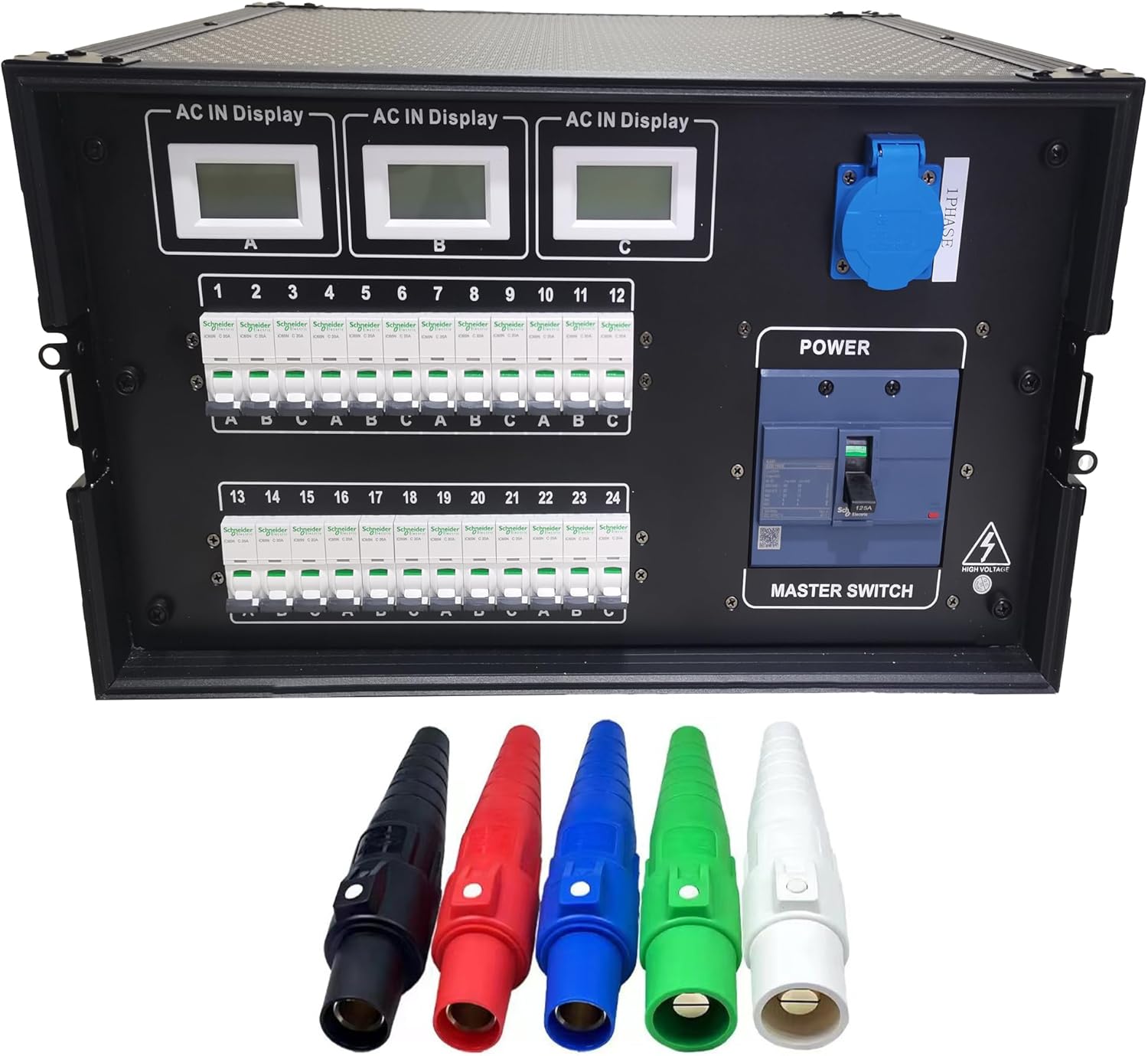 JUNMAN 24 Channel Powercon Power Distro Distributor Box for DJ Stage Lighting Party Event Show