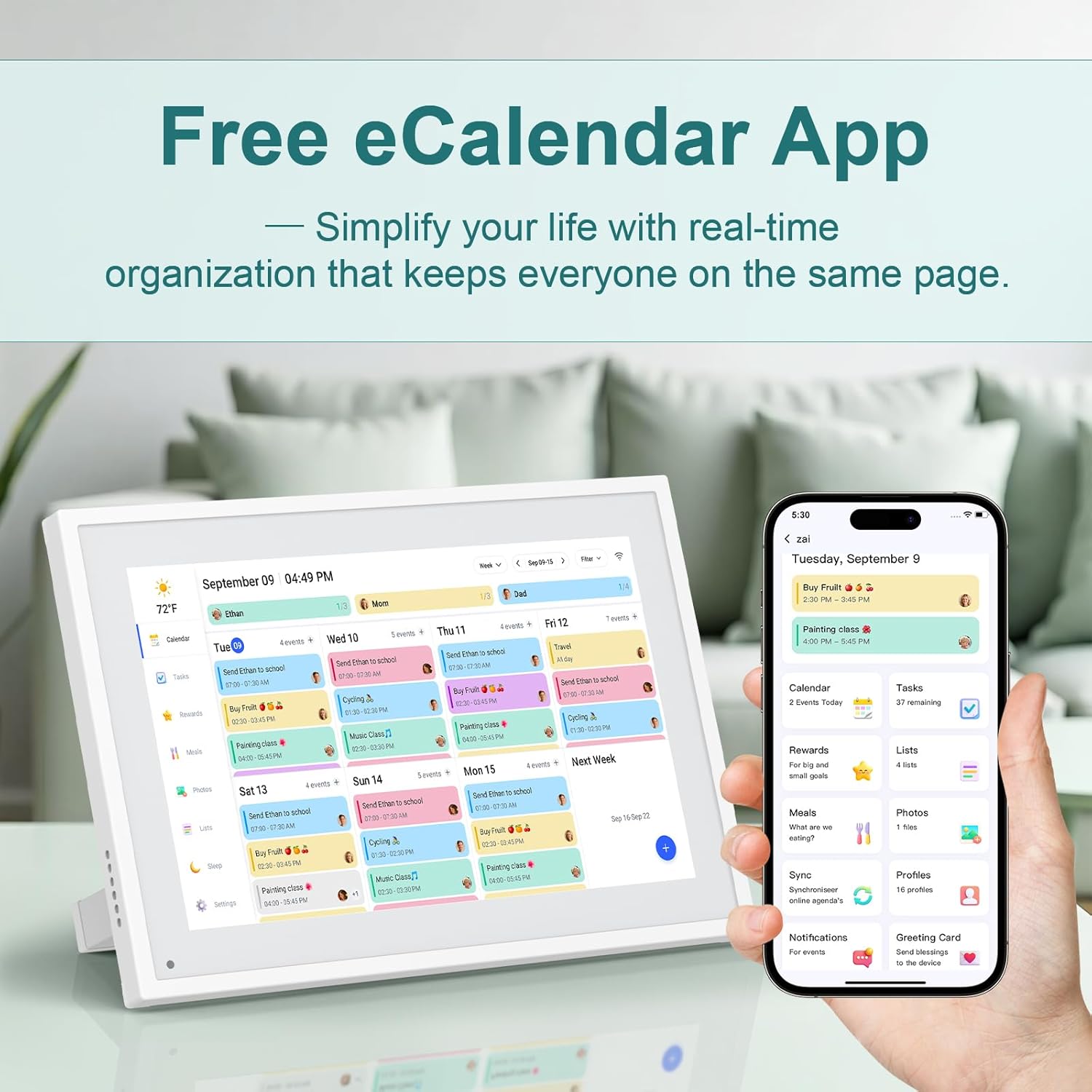 Canupdog Digital Calendar, 10.1inch Smart WiFi Digital Calendar&Chore Chart, Touch Screen HD Display for Family Schedules, Share Moments Instantly from Anywhere, Christmas Gifts for Women Mom