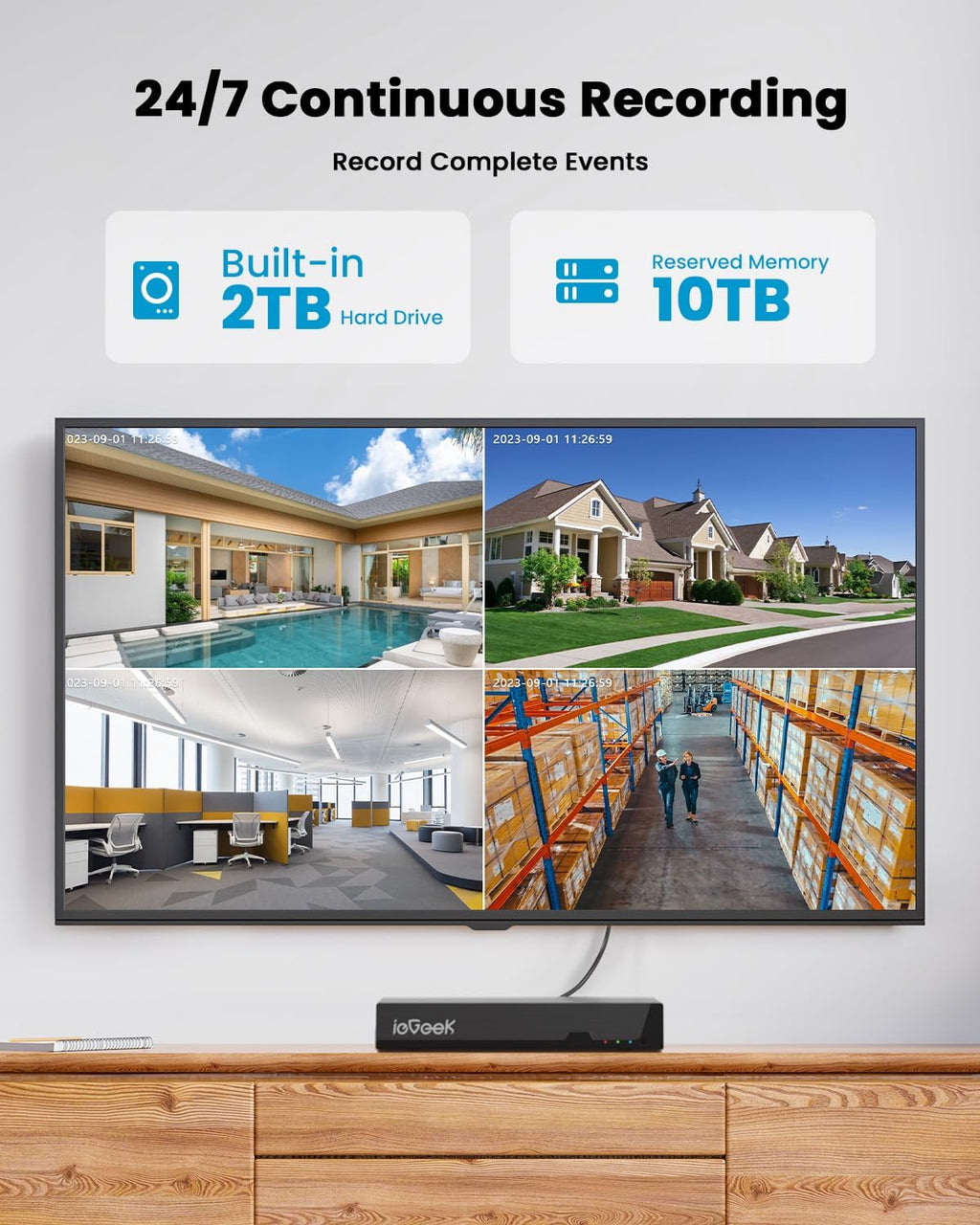ieGeek 8MP POE Camera, Outdoor Security IP Camera with 355° Pan/90° Tilt, Wired Security Cameras for Home Surveillance, AI Detection, Auto Tracking, 2-Way Audio, Night Vision, 24/7 Recording