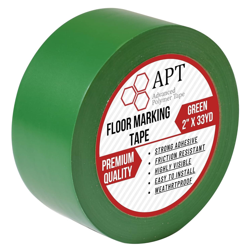 APT, Multi Color Marking Tape, Premium Safety Marking and Dance Floor Splicing Tape, 6 mil Thick (Green, 1 Roll)