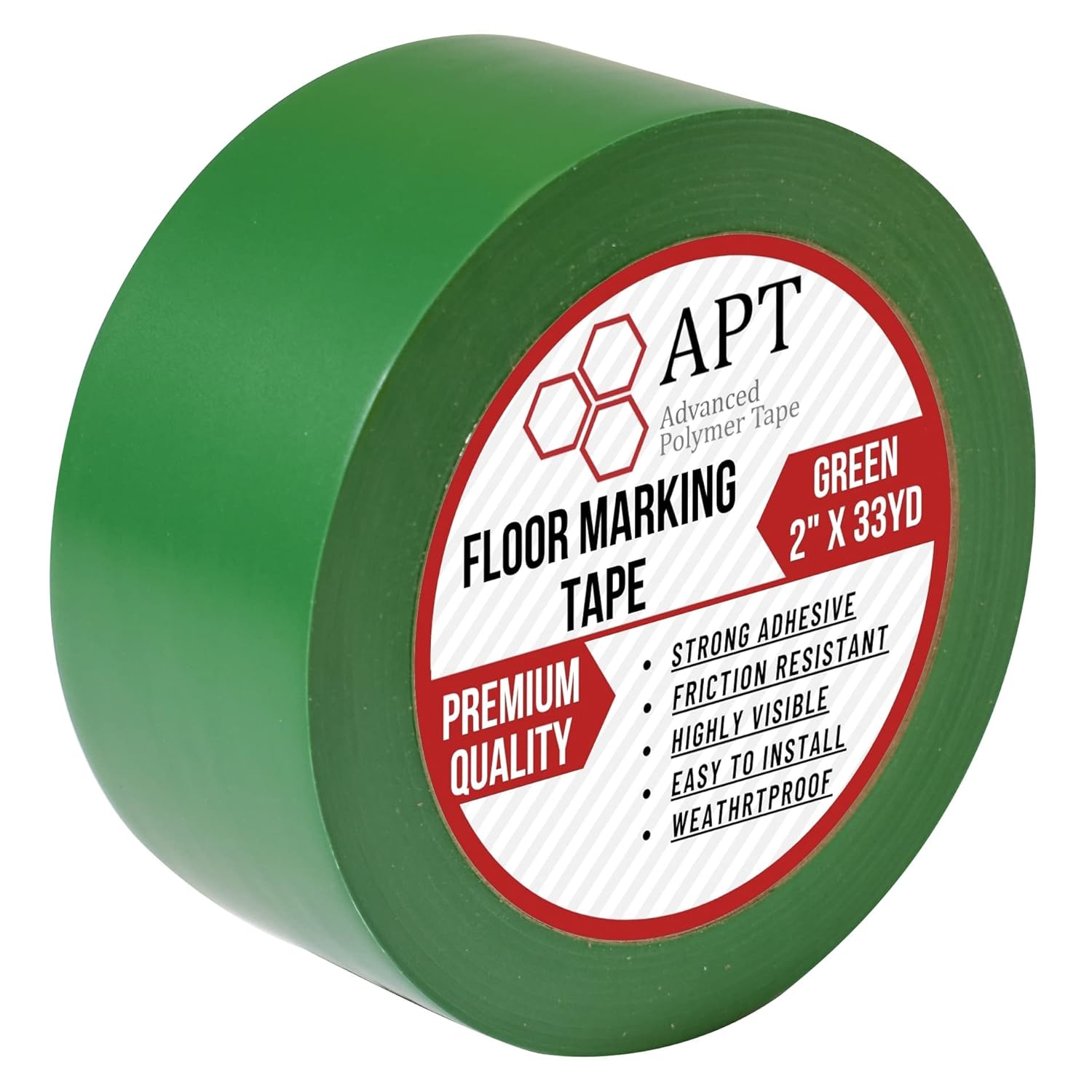 APT, Multi Color Marking Tape, Premium Safety Marking and Dance Floor Splicing Tape, 6 mil Thick (Green, 1 Roll)