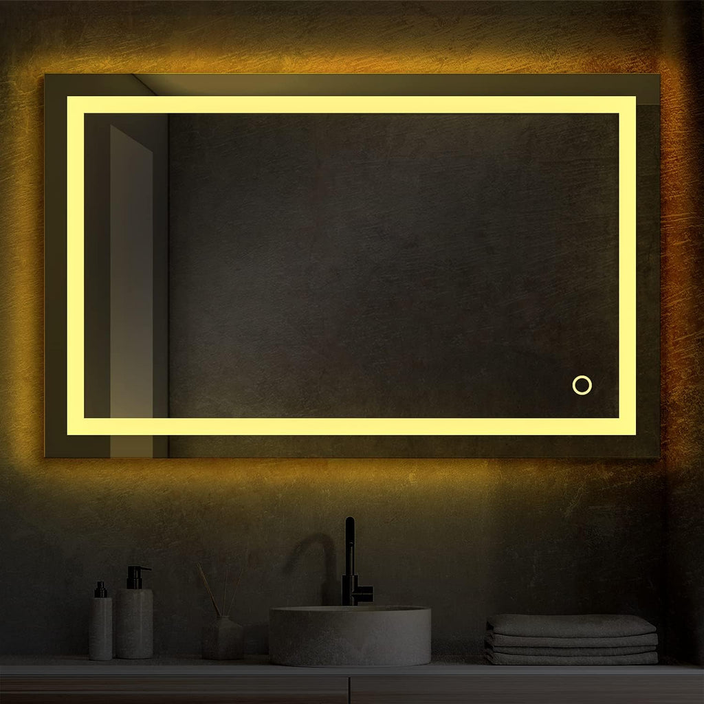 Blossom 48X30 LED Bathroom Mirror with Lights, Anti-Fog, Dimmable, Backlit & Front Lit, Lighted Bathroom Vanity Mirror for Wall, Memory Function, Waterproof, Tempered Glass, Smart Vanity Makeup Mirror