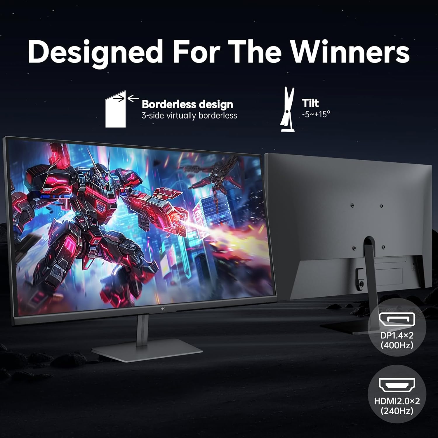 KTC 24.5 inch 400Hz 240Hz Gaming Monitor | Fast IPS 1ms | FHD 1080P Monitor | HDR 400 128% sRGB | HDMI x2, DP x2 |Tilt Adjustability Silver-Gray VESA 360Hz Monitors H25X7